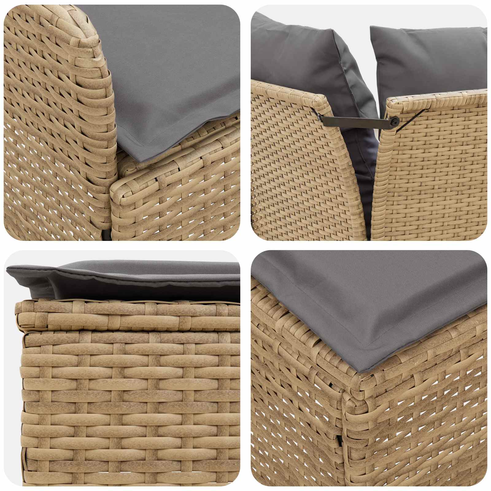 Ensembles de meubles 4 pcs Beige et Gris clair Rotin PE - XIOS