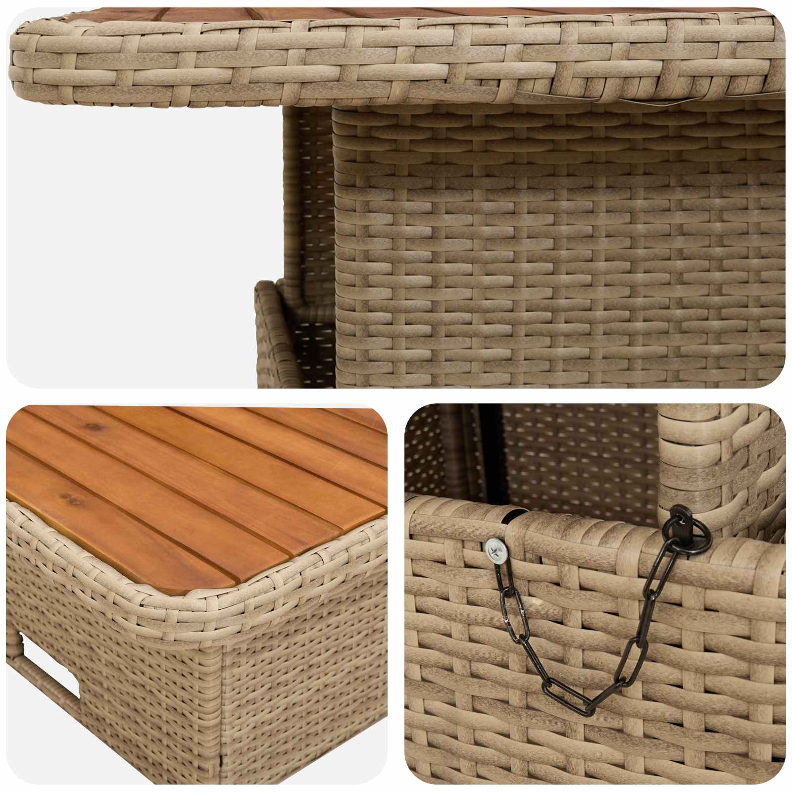Ensembles de meubles 4 pcs Beige et Gris clair Rotin PE - XIOS