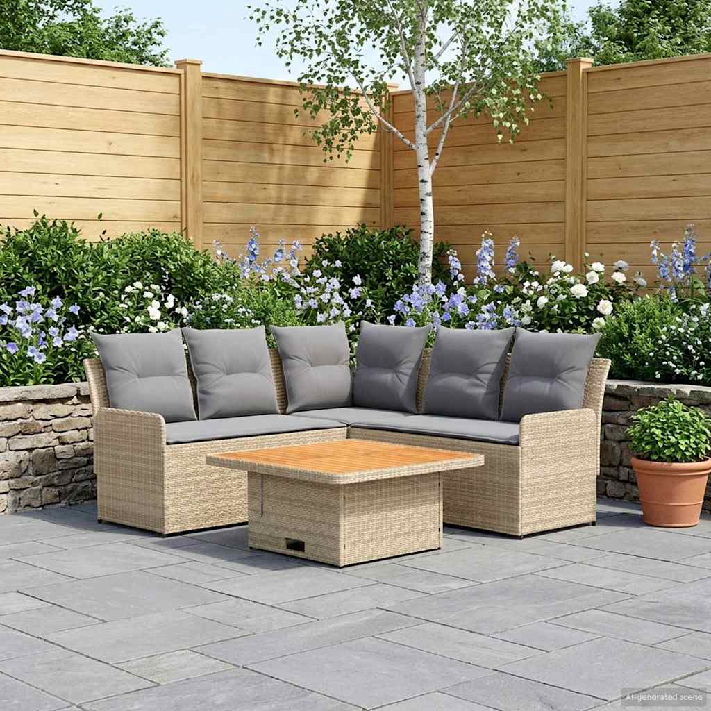 Ensembles de meubles 4 pcs Beige et Gris clair Rotin PE - XIOS