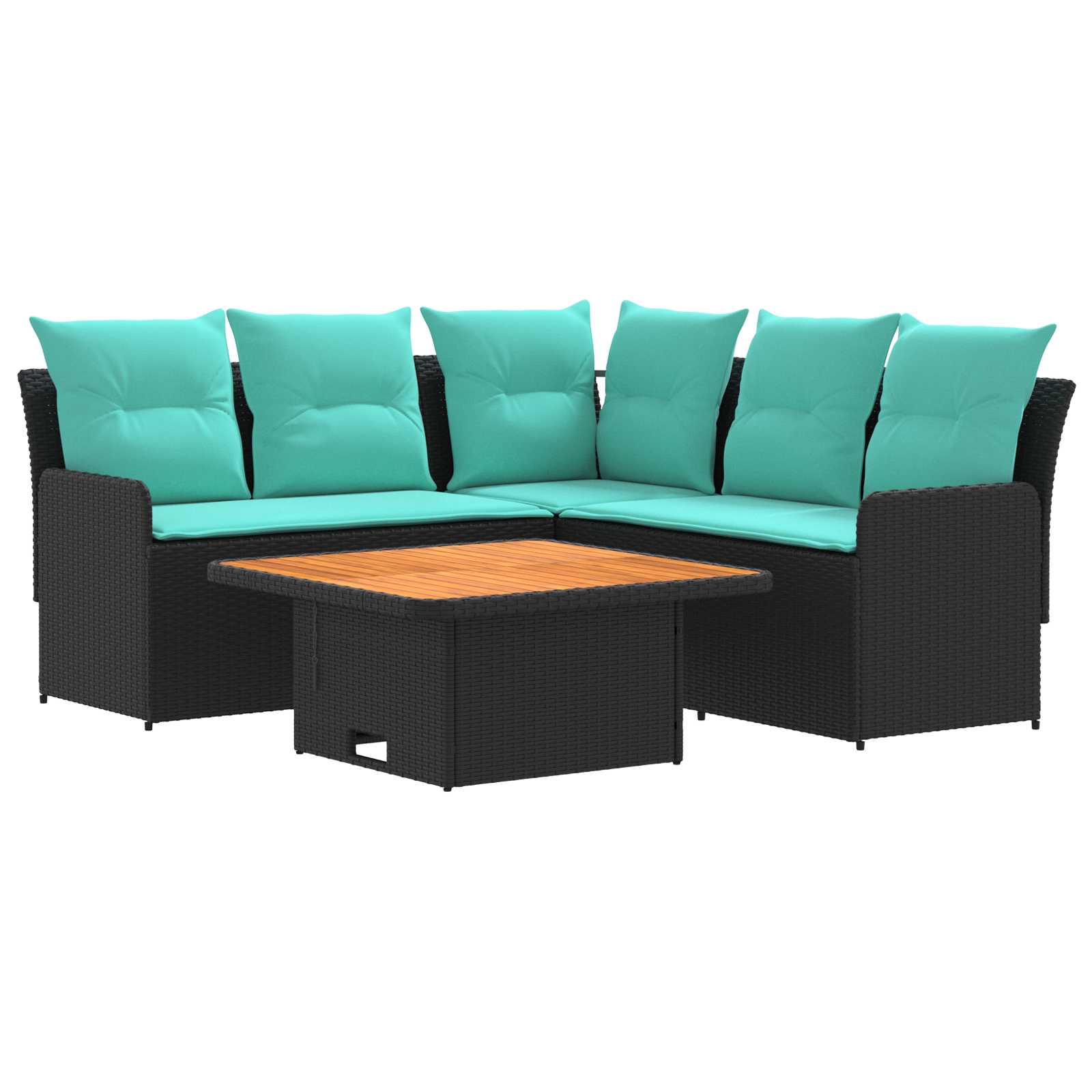 Ensembles de meubles 4 pcs Noir et turquoise Rotin PE - XIOS