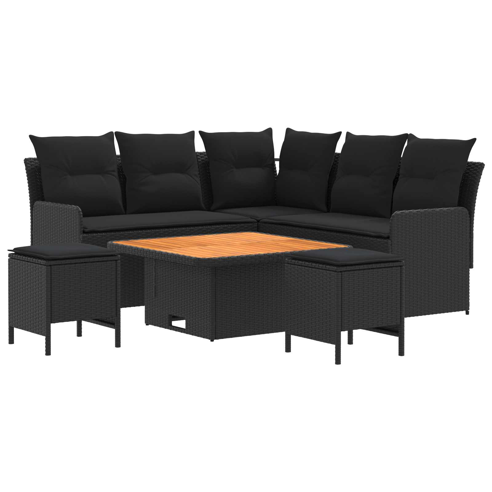 Ensembles de meubles avec oreiller 6 pcs Noir Rotin PE - XIOS