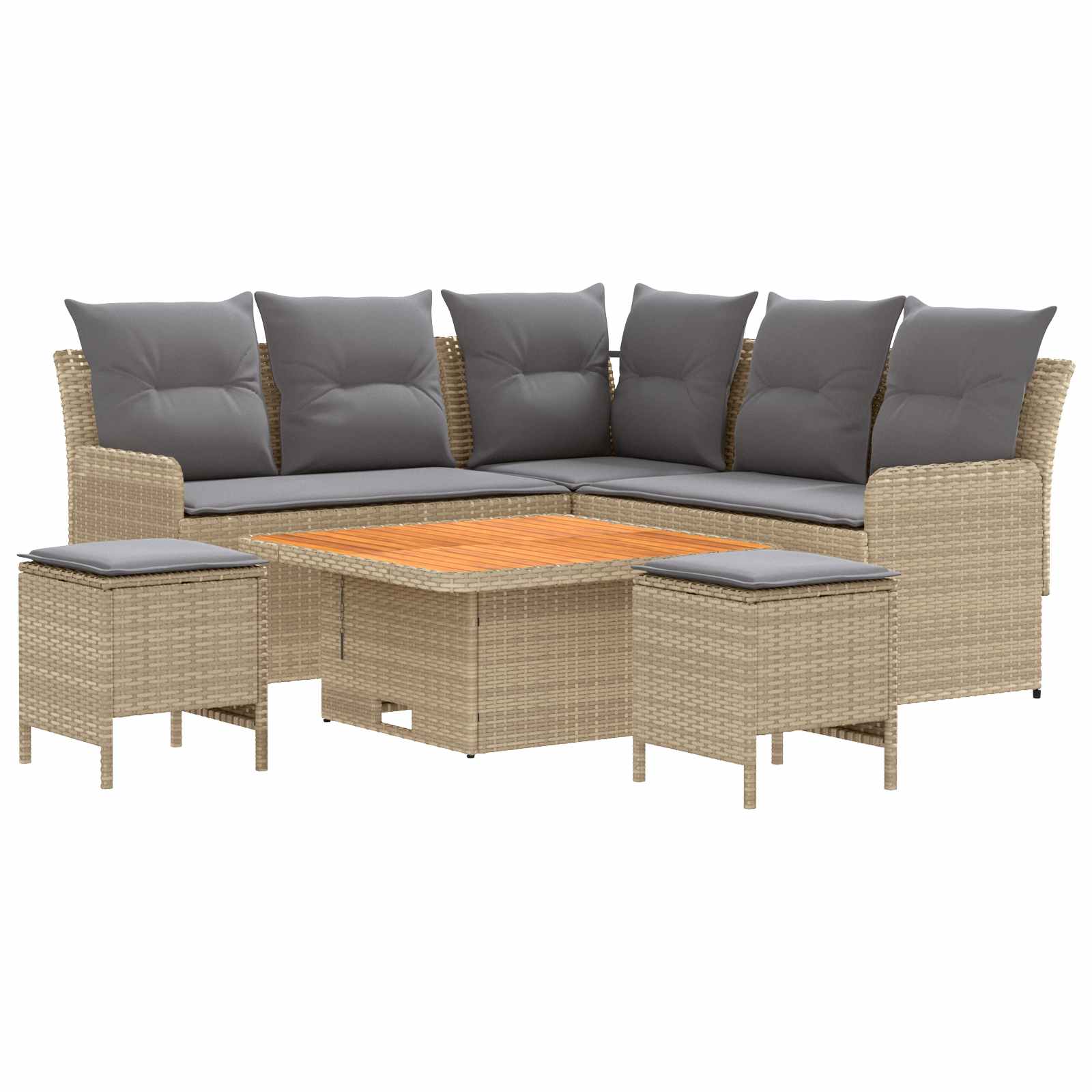 Ensembles de meubles 6 pcs Beige et Gris clair Rotin PE