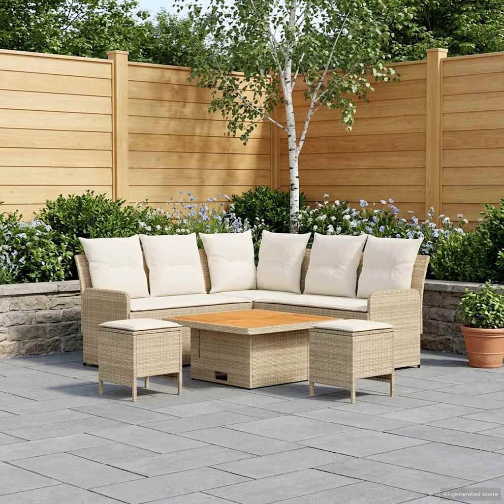 Ensembles de meubles 6 pcs Beige et crème Rotin PE