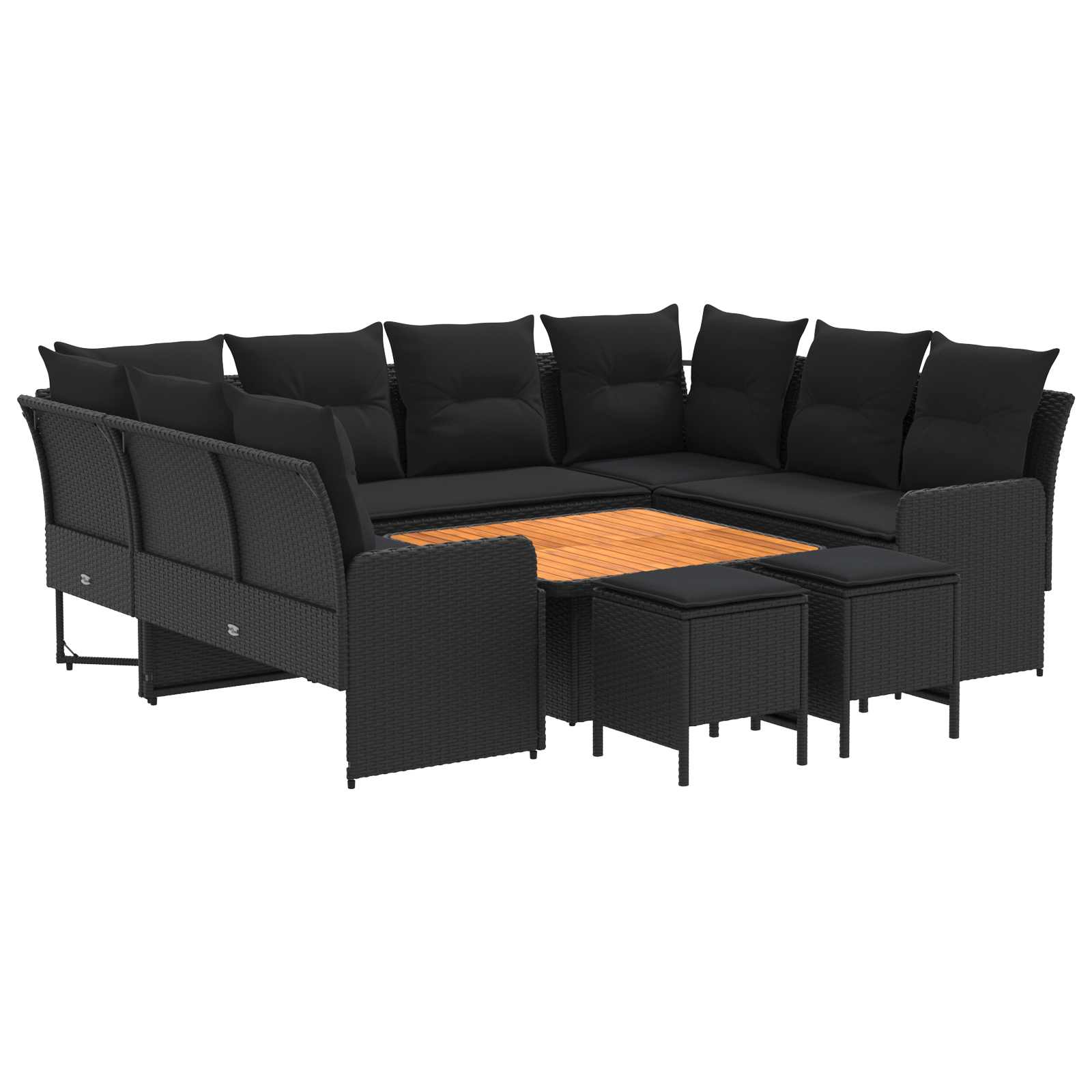 Ensembles de meubles avec oreiller 8 pcs Noir Rotin PE - XIOS
