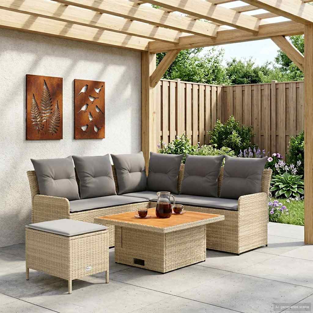Ensembles de meubles 5 pcs Beige et Gris clair Rotin PE - XIOS
