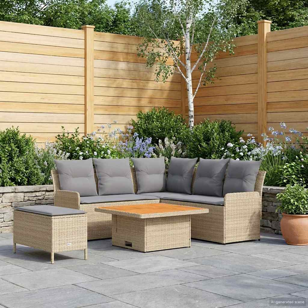 Ensembles de meubles 5 pcs Beige et Gris clair Rotin PE - XIOS