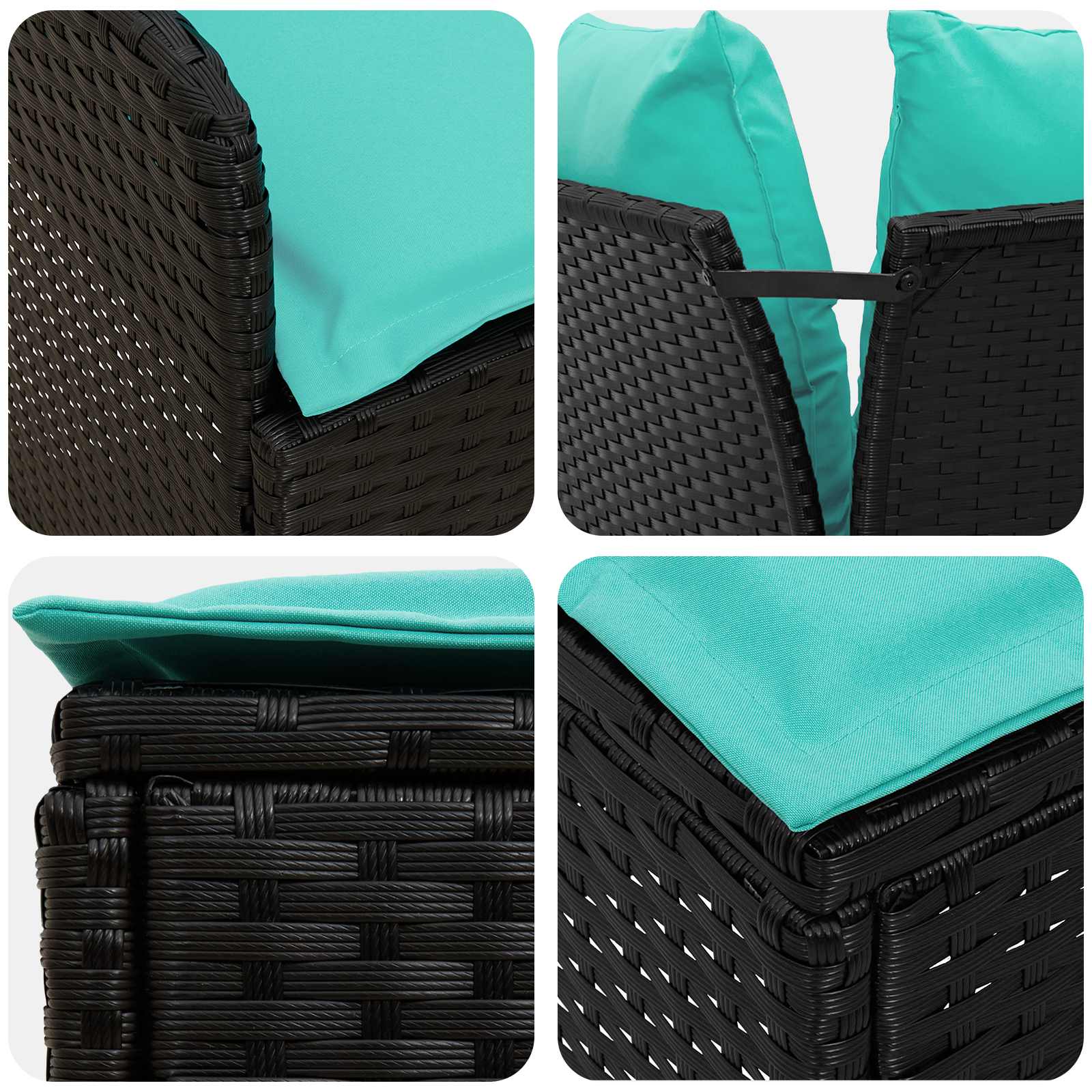 Ensembles de meubles 5 pcs Noir et turquoise Rotin PE - XIOS