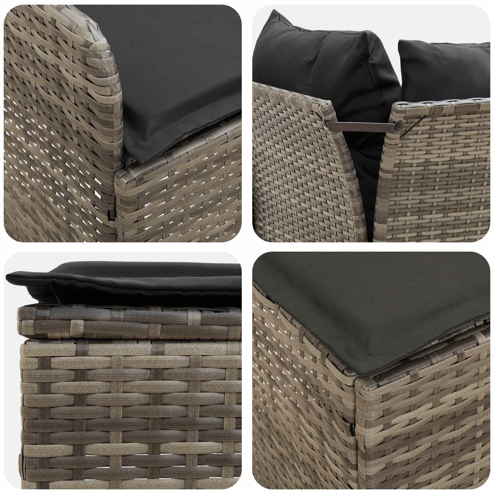 Ensembles de meubles 7 pcs Gris et Gris foncé Rotin PE - XIOS