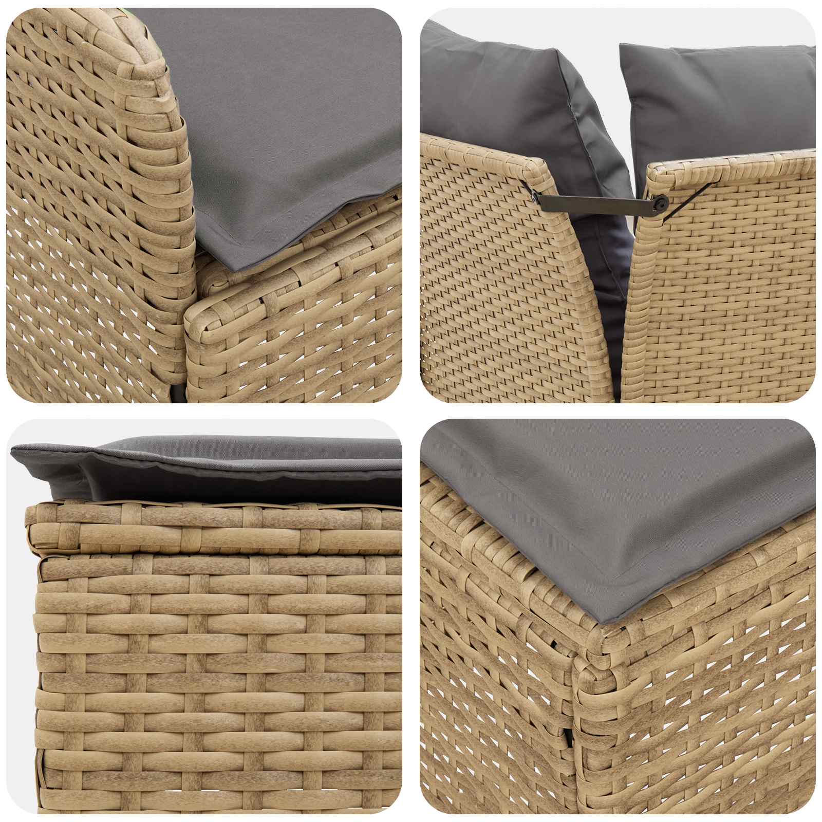 Ensembles de meubles 7 pcs Beige et Gris clair Rotin PE