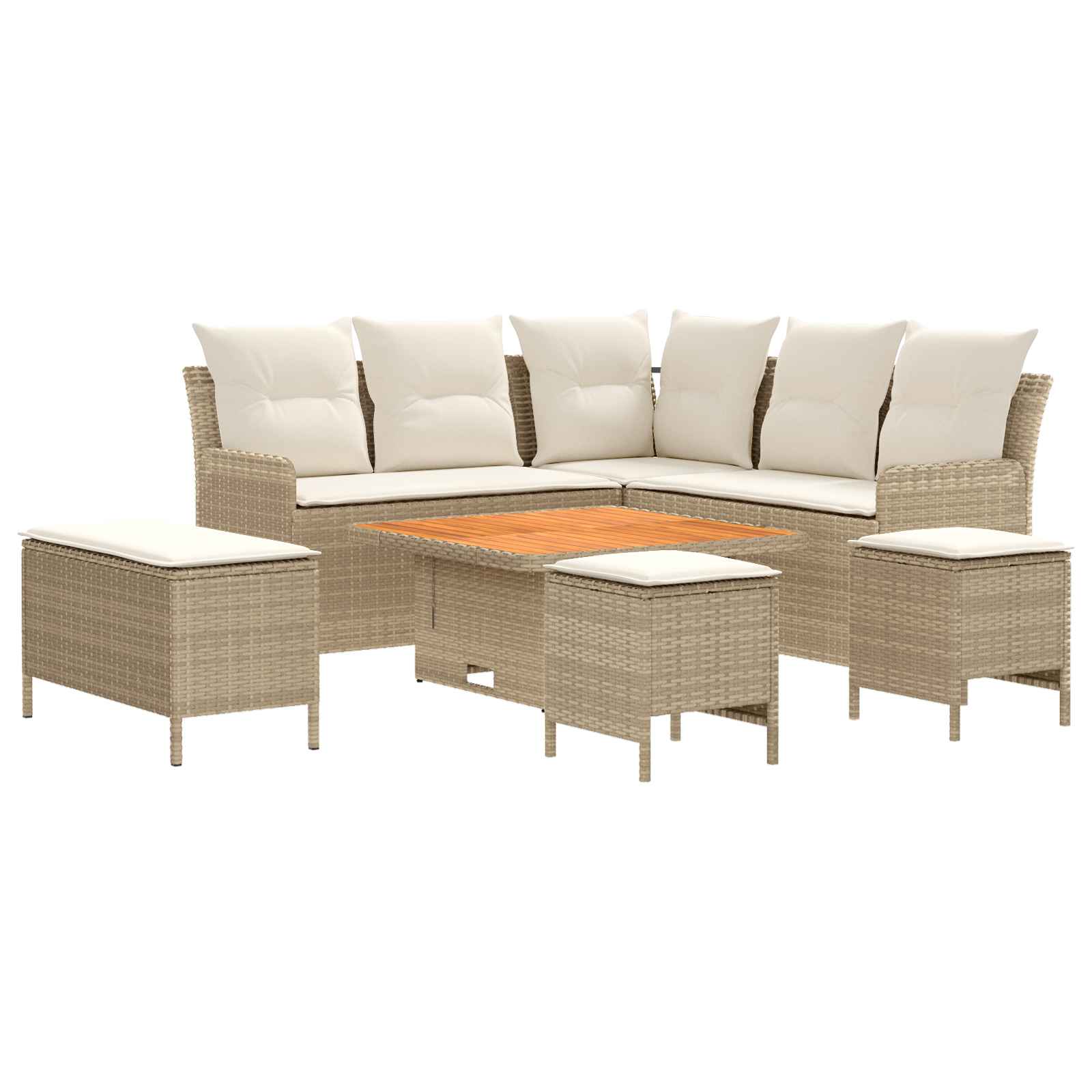 Ensembles de meubles 7 pcs Beige et crème Rotin PE