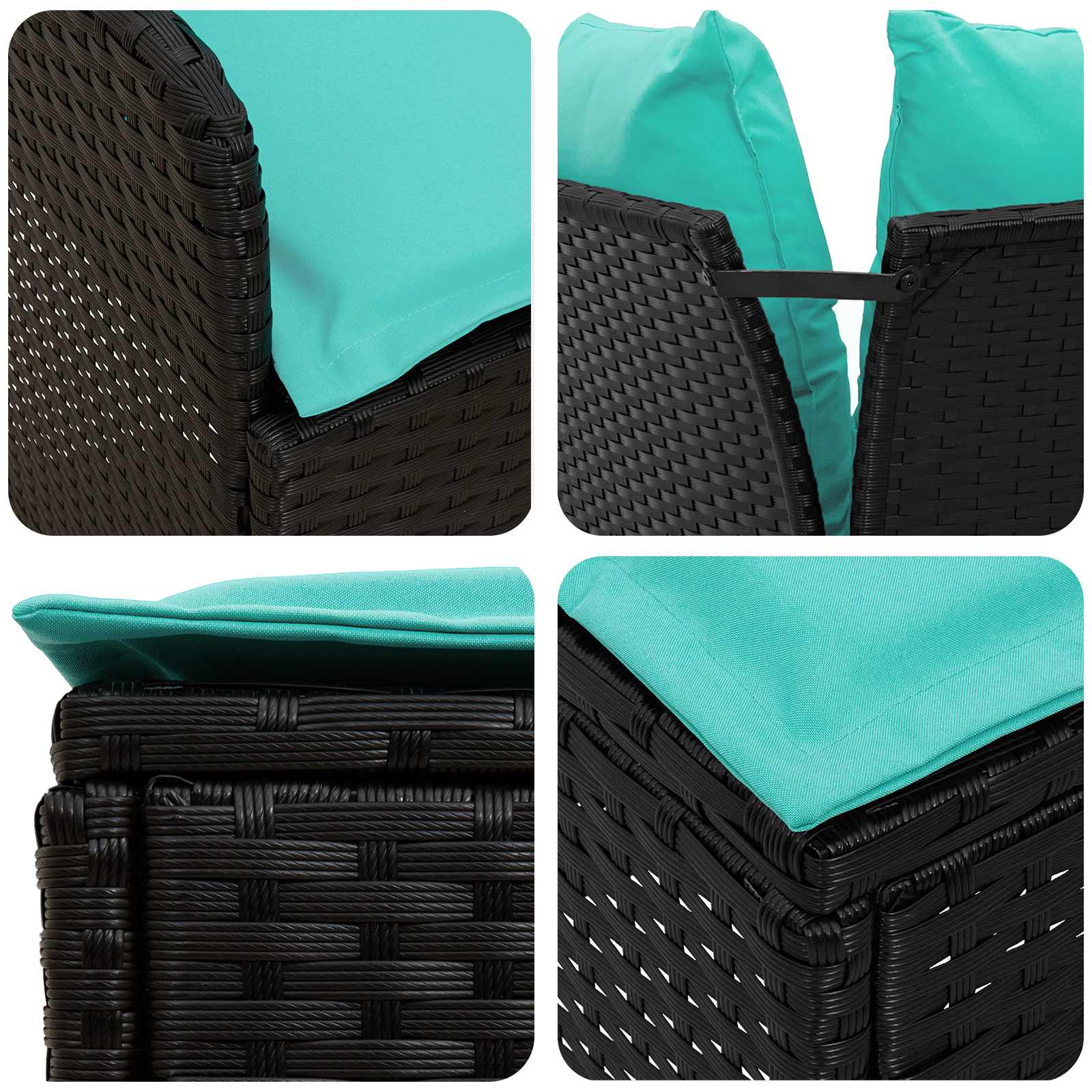 Ensembles de meubles 7 pcs Noir et turquoise Rotin PE - XIOS