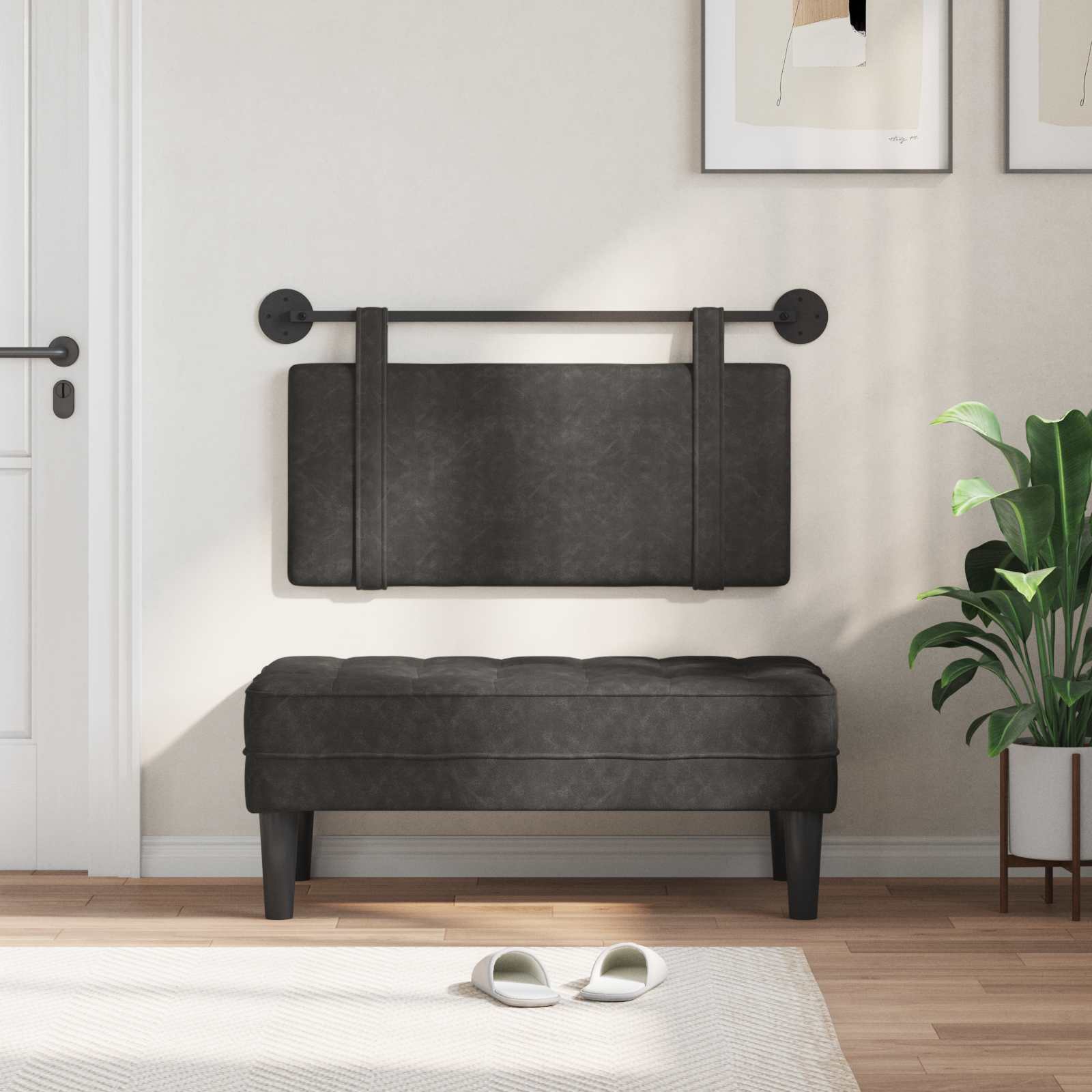 Tête de lit suspendue Uni Noir 90 x 55 x 5 cm PU antique - XIOS