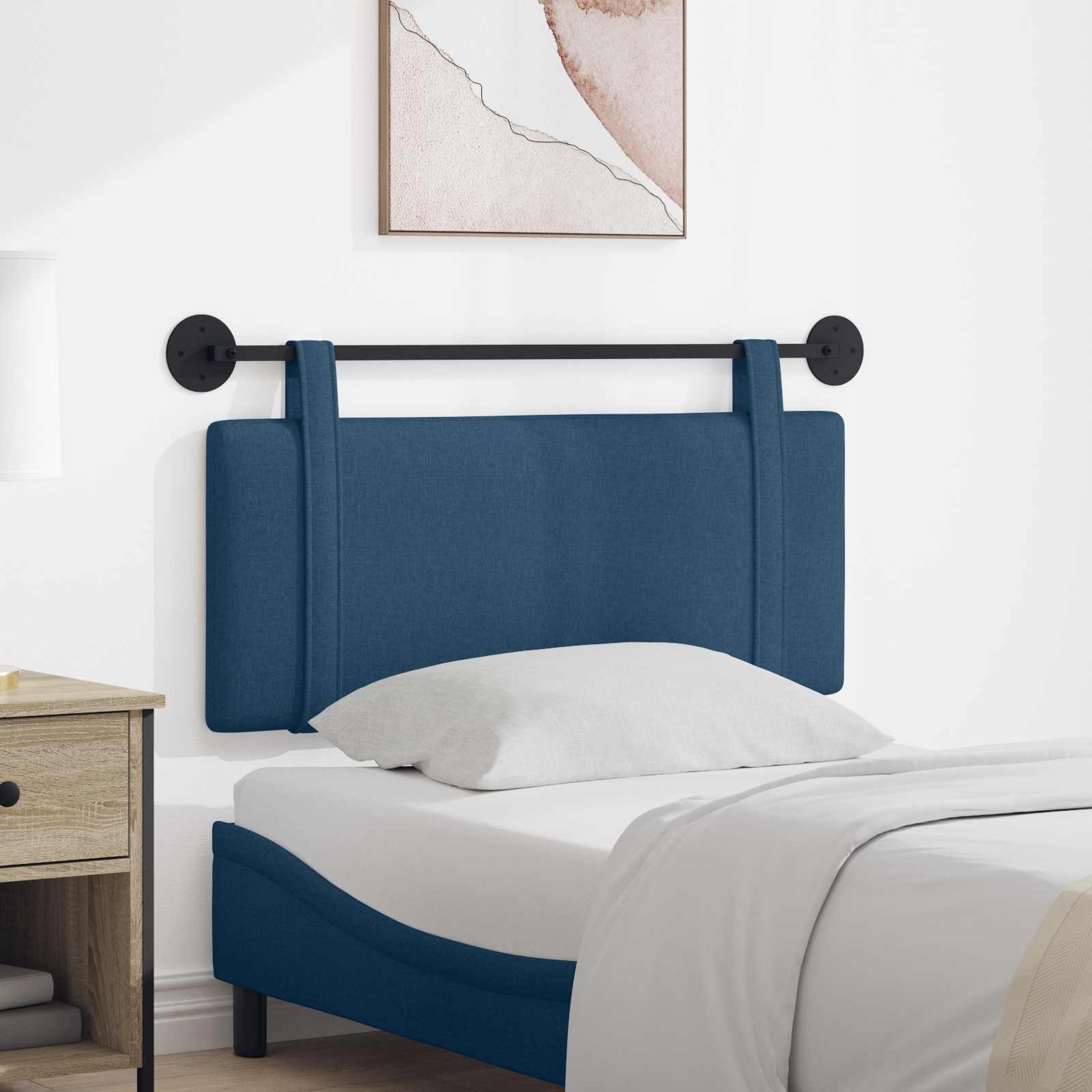 Tête de lit suspendue Montage mural Bleu 110 x 55 x 5 cm tissu - XIOS