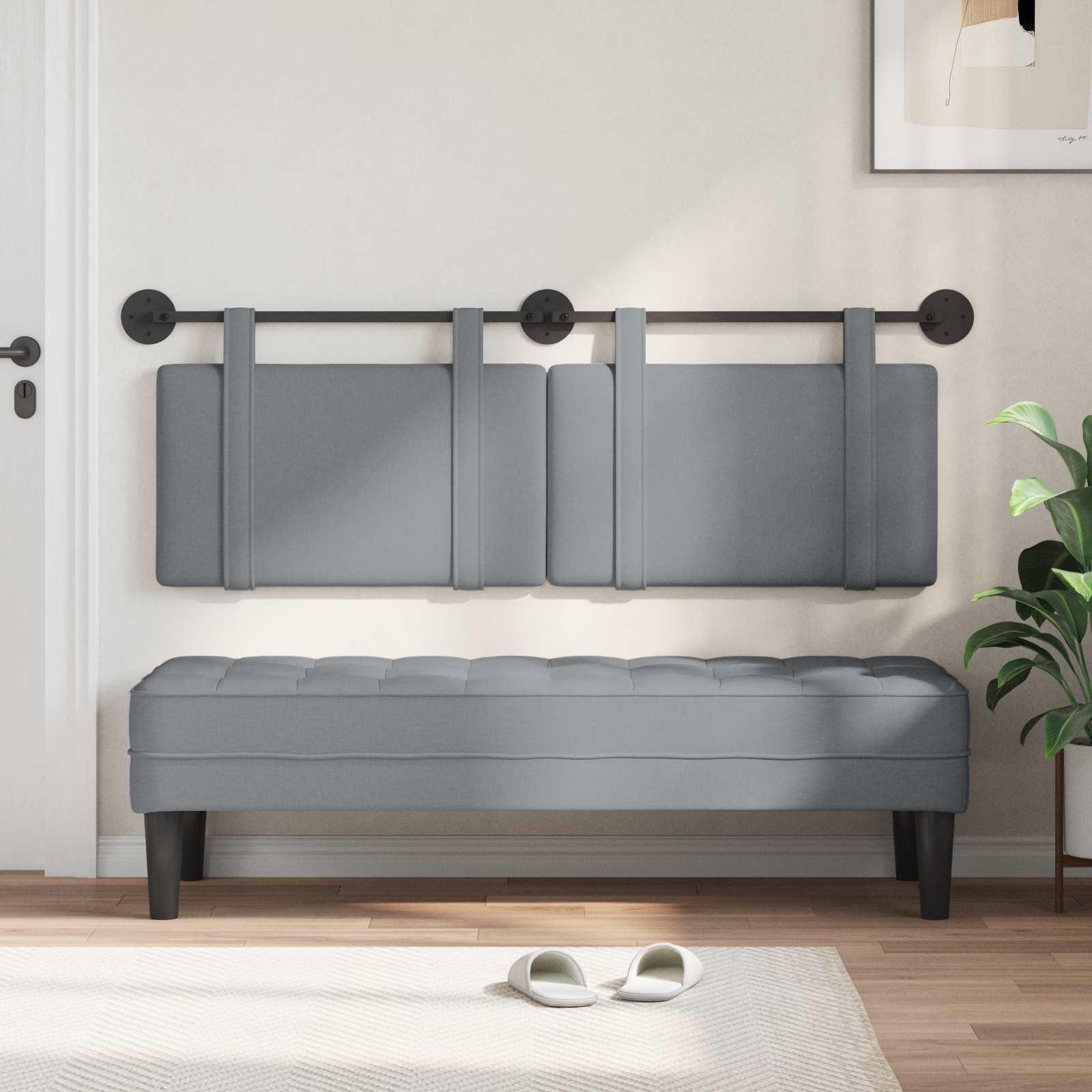 Tête de lit suspendue Uni Gris clair 130 x 55 x 5 cm tissu - XIOS