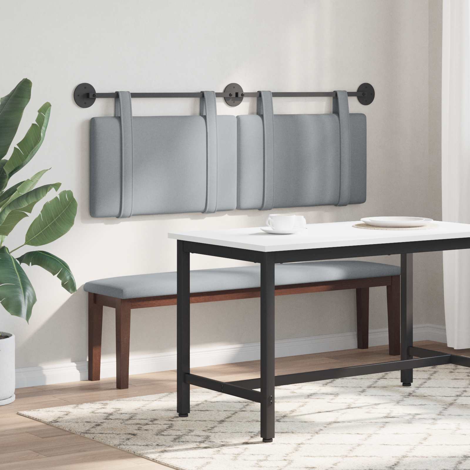 Tête de lit suspendue Uni Gris clair 130 x 55 x 5 cm tissu - XIOS