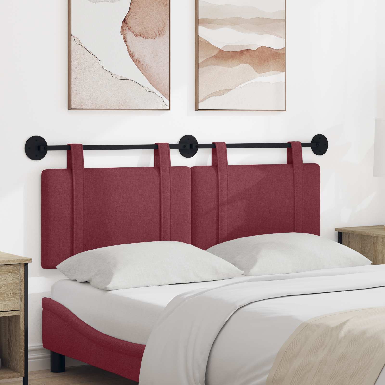 Tête de lit suspendue Uni Bordeaux 130 x 55 x 5 cm tissu - XIOS