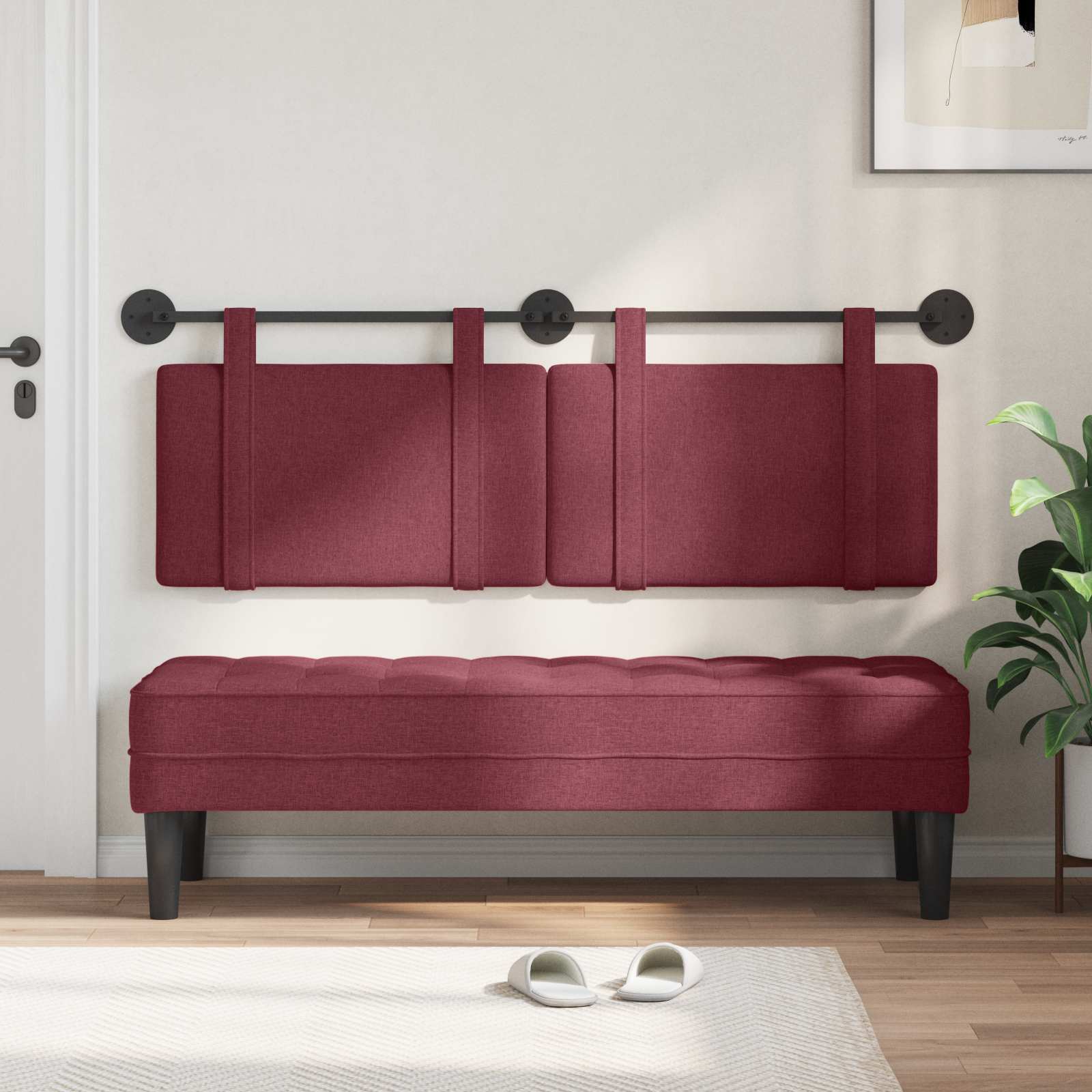 Tête de lit suspendue Uni Bordeaux 130 x 55 x 5 cm tissu - XIOS