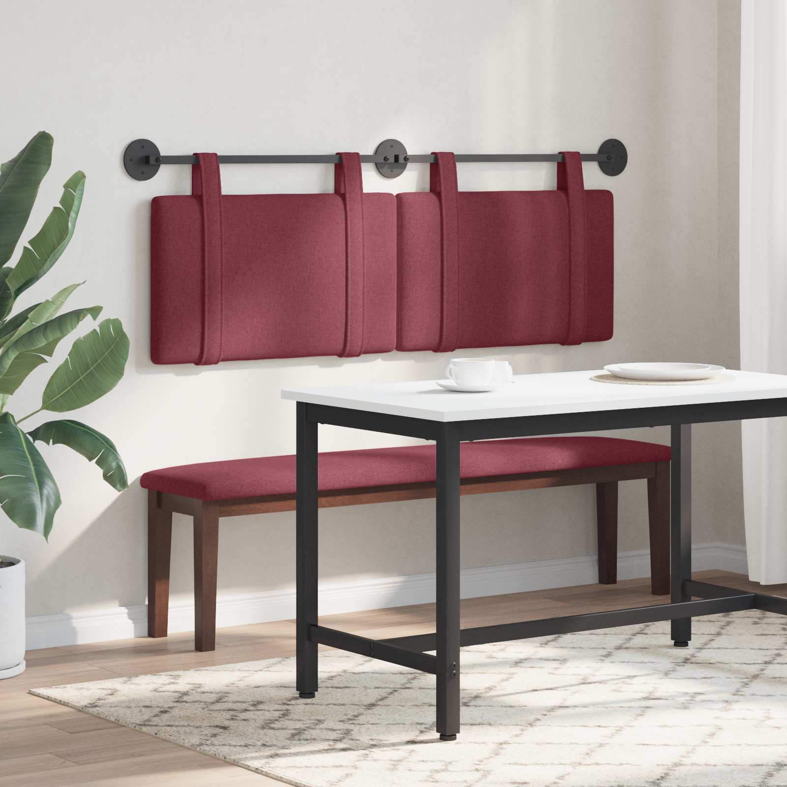 Tête de lit suspendue Uni Bordeaux 130 x 55 x 5 cm tissu - XIOS