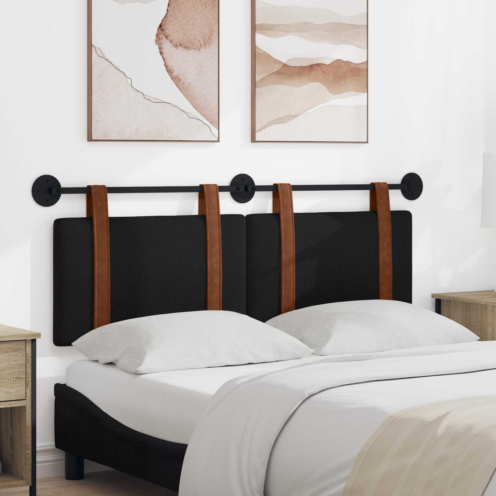 Tête de lit suspendue Uni Noir 130 x 55 x 5 cm PU antique
