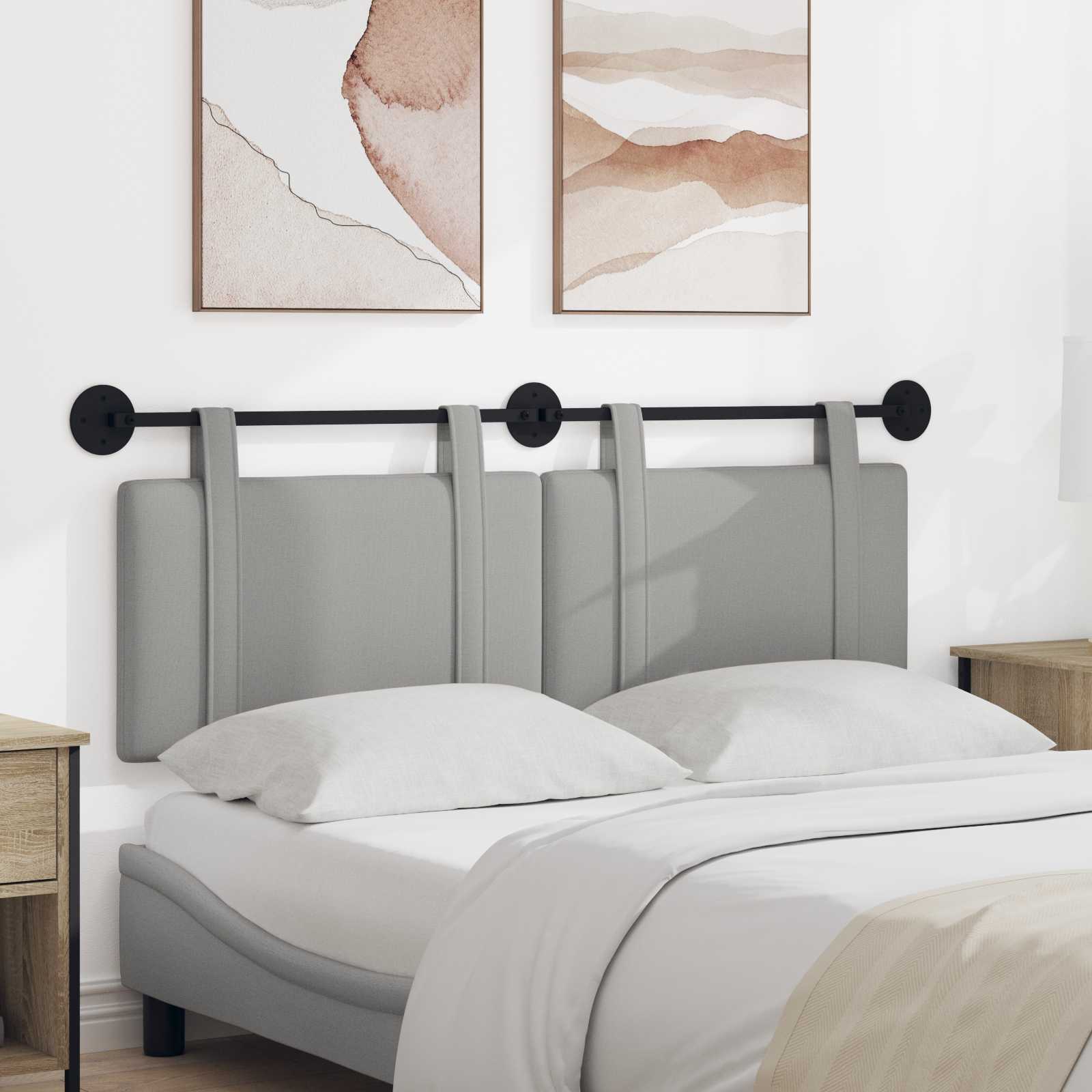 Tête de lit suspendue Gris nuage Tissu