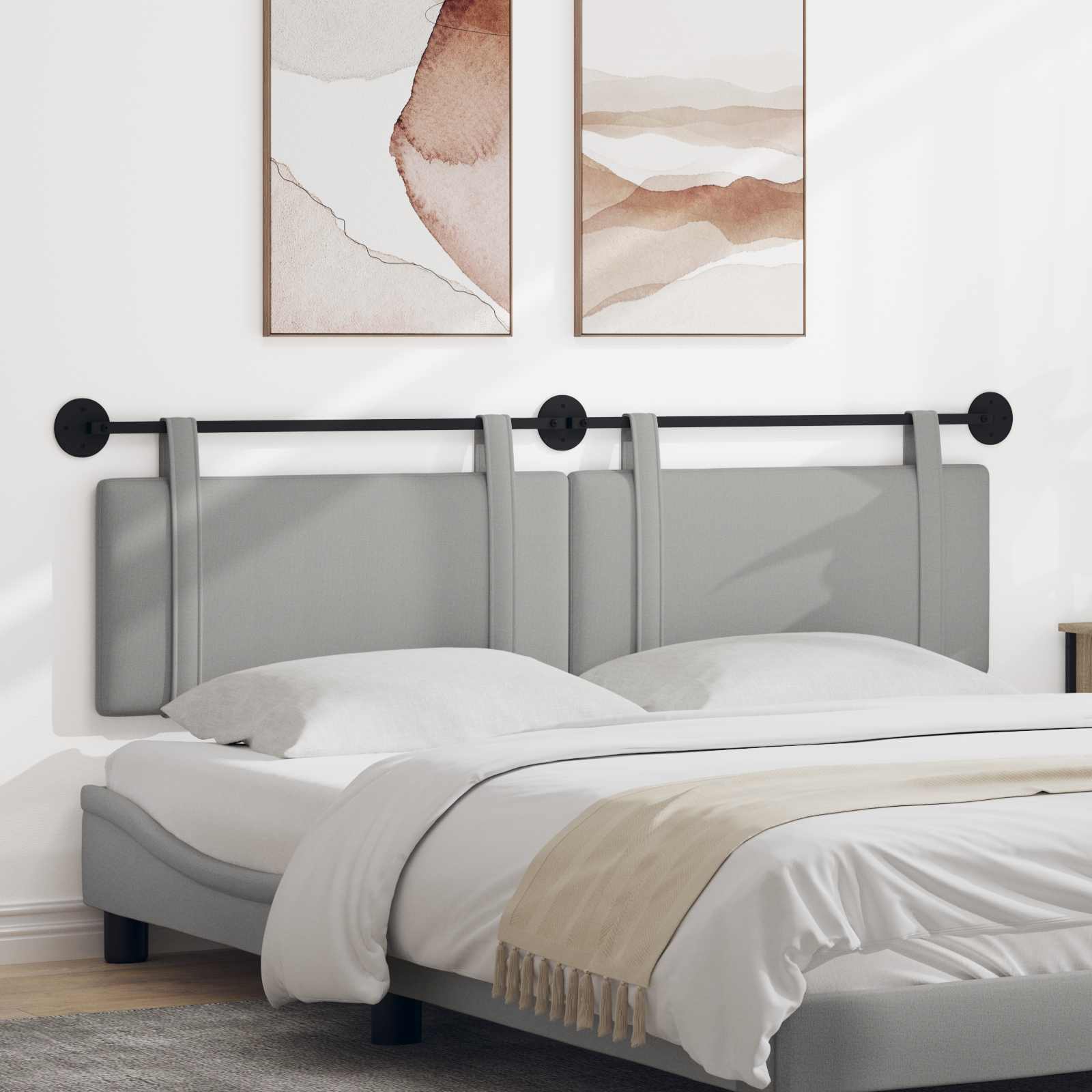 Tête de lit suspendue Gris nuage tissu - XIOS