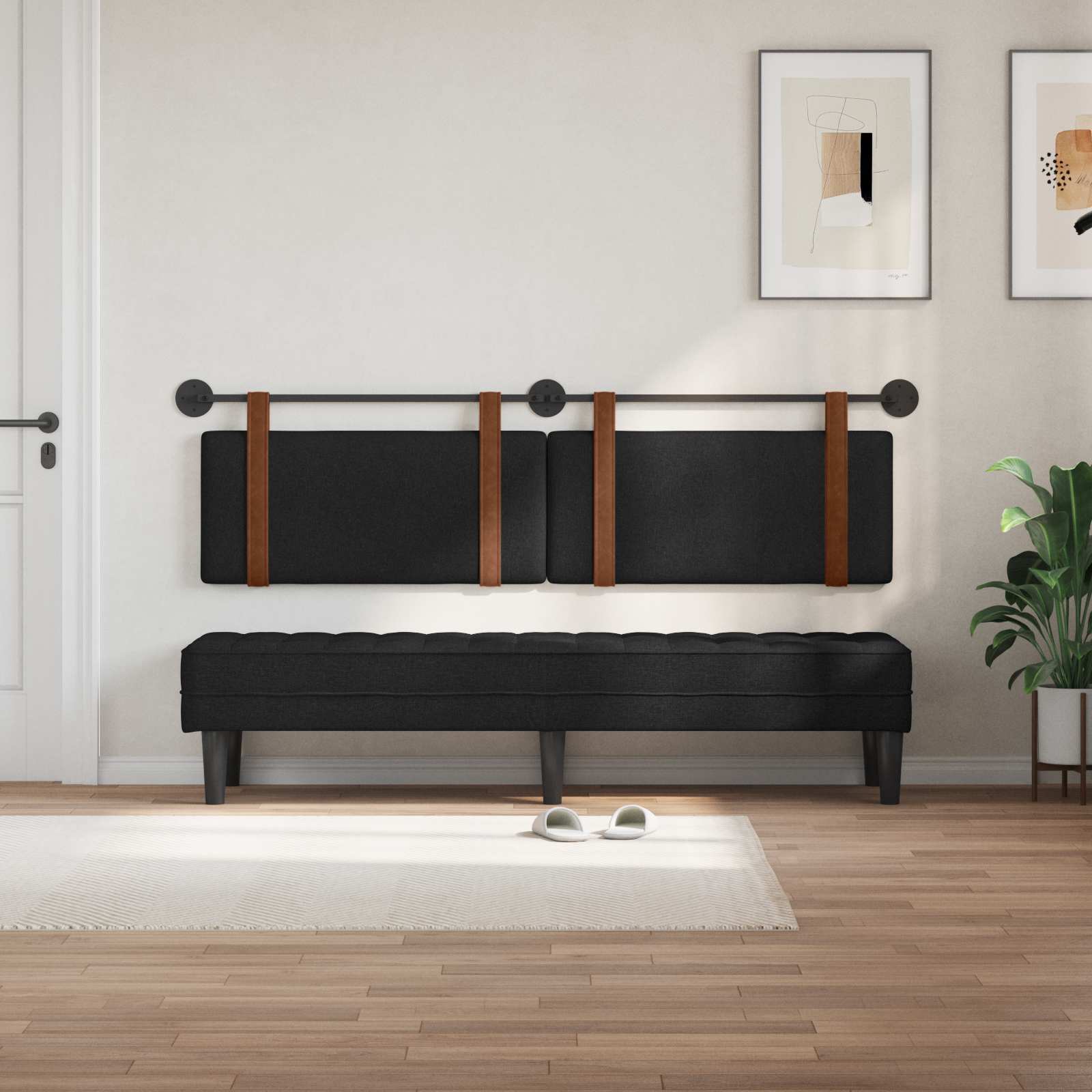 Tête de lit suspendue Uni Noir 190 x 55 x 5 cm PU antique - XIOS