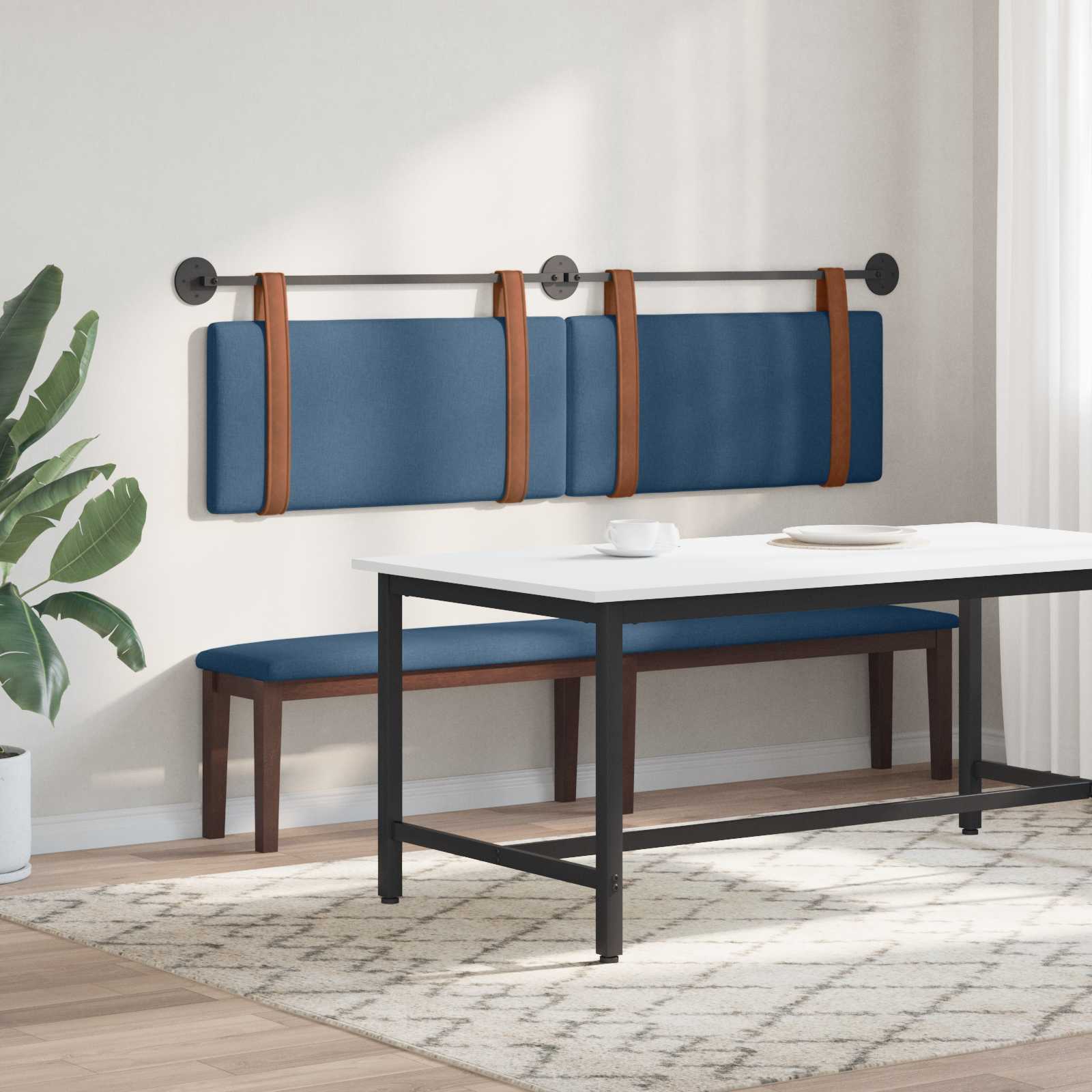 Tête de lit suspendue Uni Bleu 190 x 55 x 5 cm PU antique - XIOS