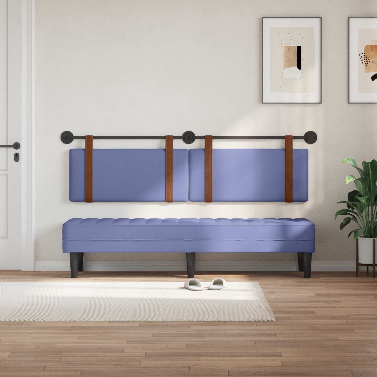 Tête de lit suspendue Uni Bleu denim 190 x 55 x 5 cm PU antique - XIOS