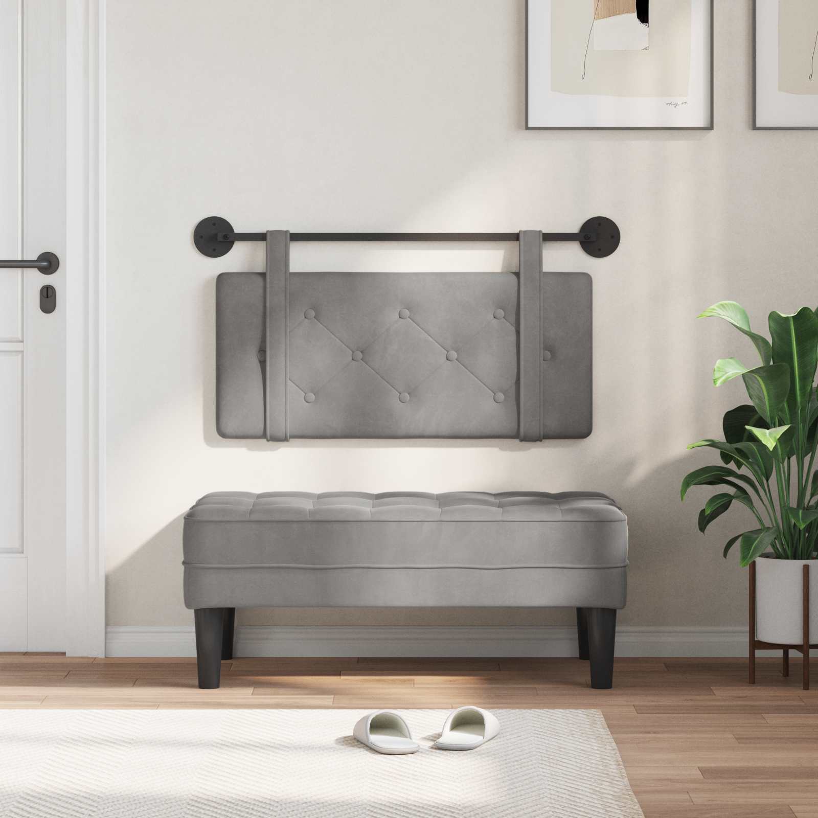 Tête de lit suspendue Gris clair 90 x 55 x 5 cm Velours - XIOS