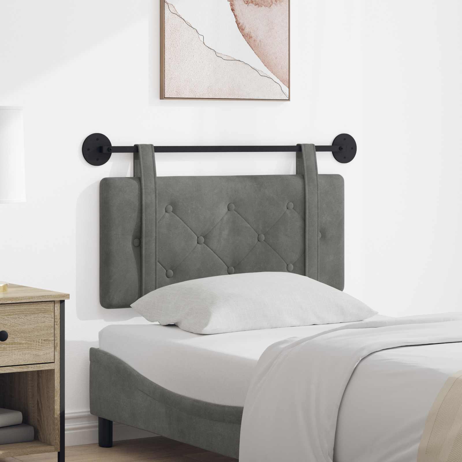Tête de lit suspendue Gris foncé 100 x 55 x 5 cm Velours - XIOS