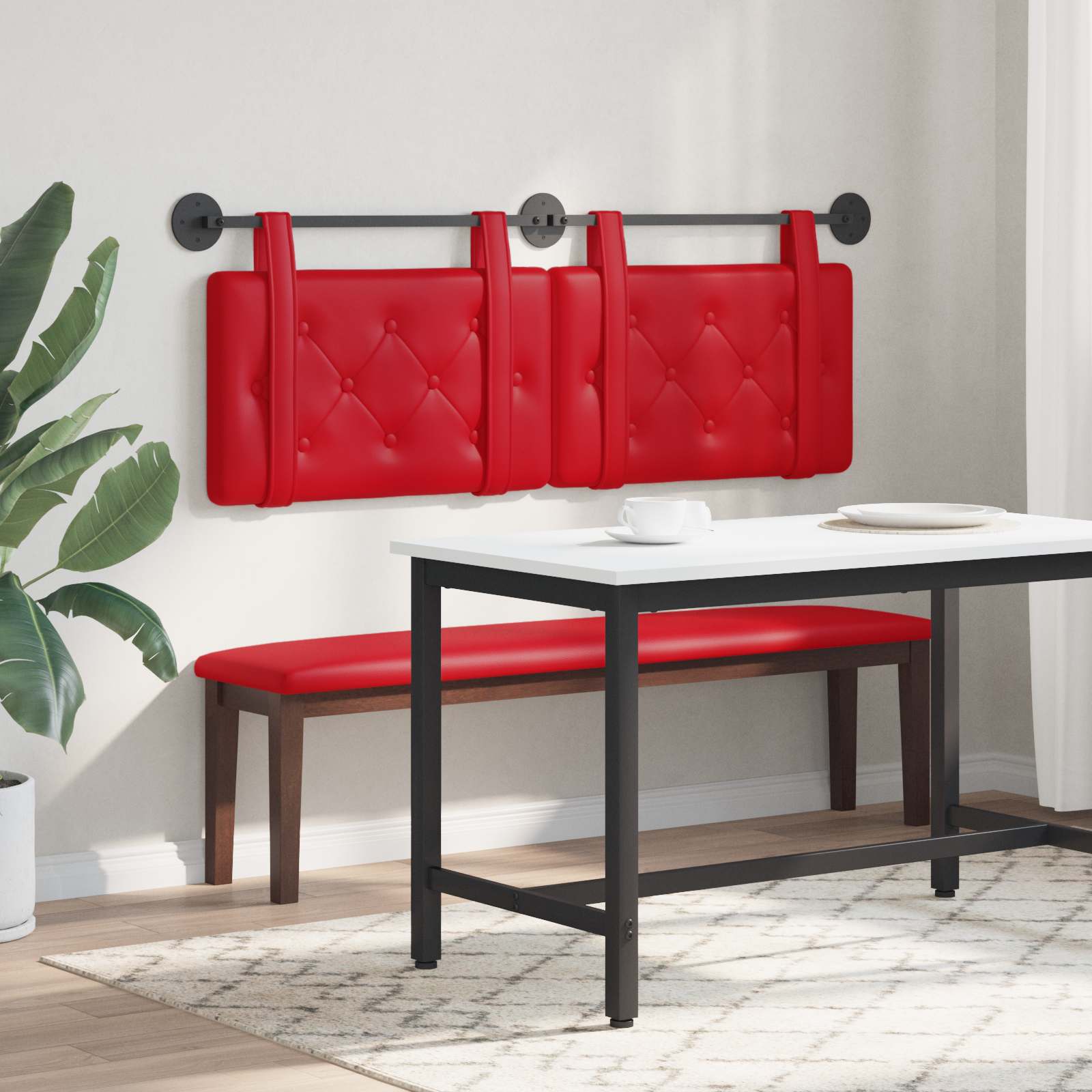 Tête de lit suspendue Rouge 130 x 55 x 5 cm Simili cuir - XIOS