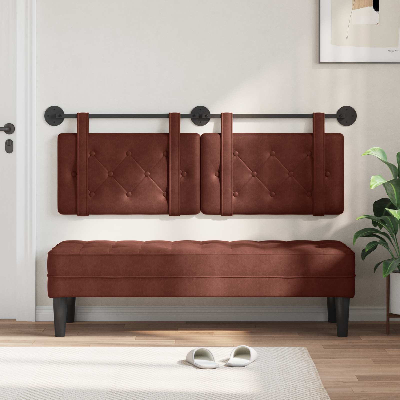 Tête de lit suspendue Brun Brillant 130 x 55 x 5 cm PU antique - XIOS