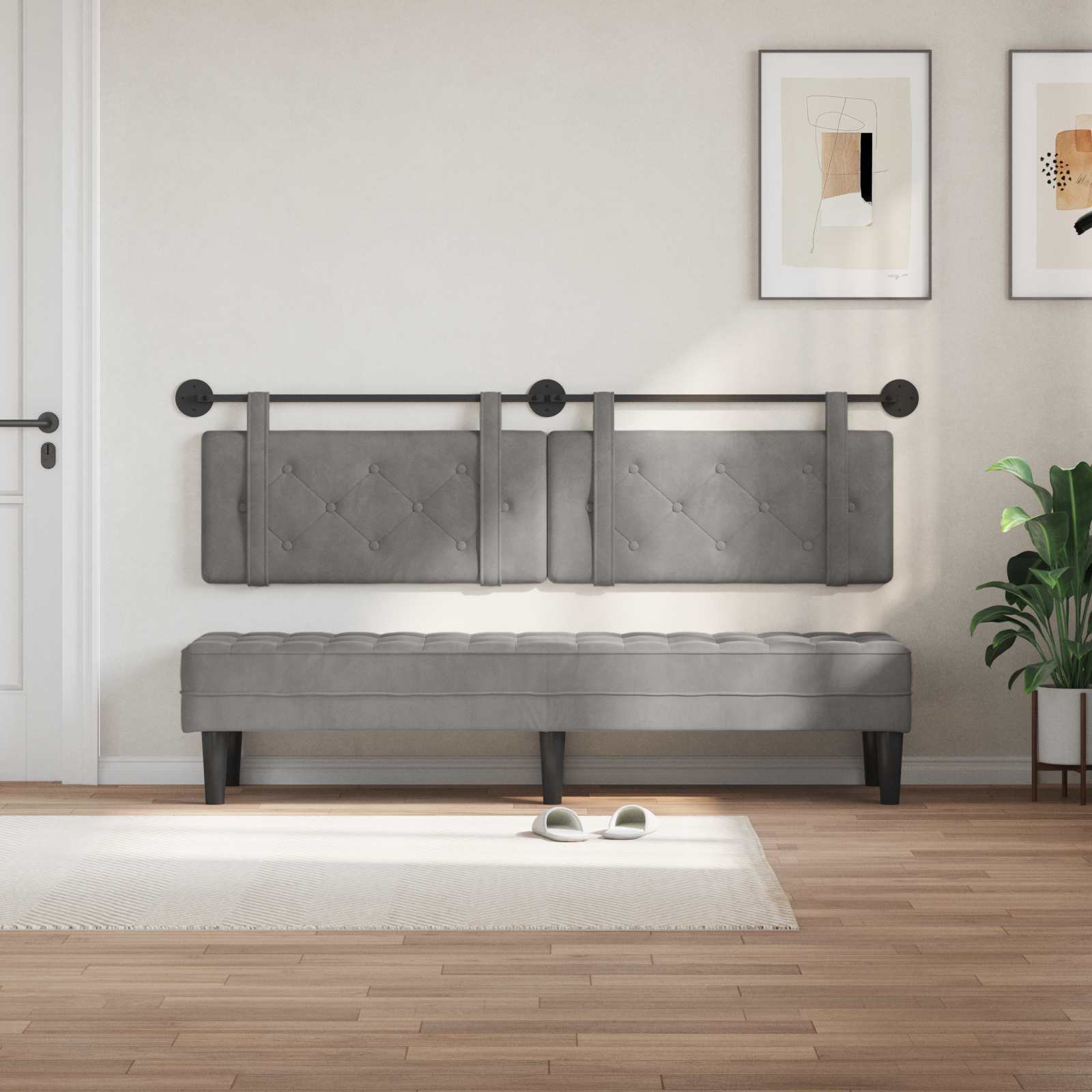 Tête de lit suspendue Gris clair Velours - XIOS