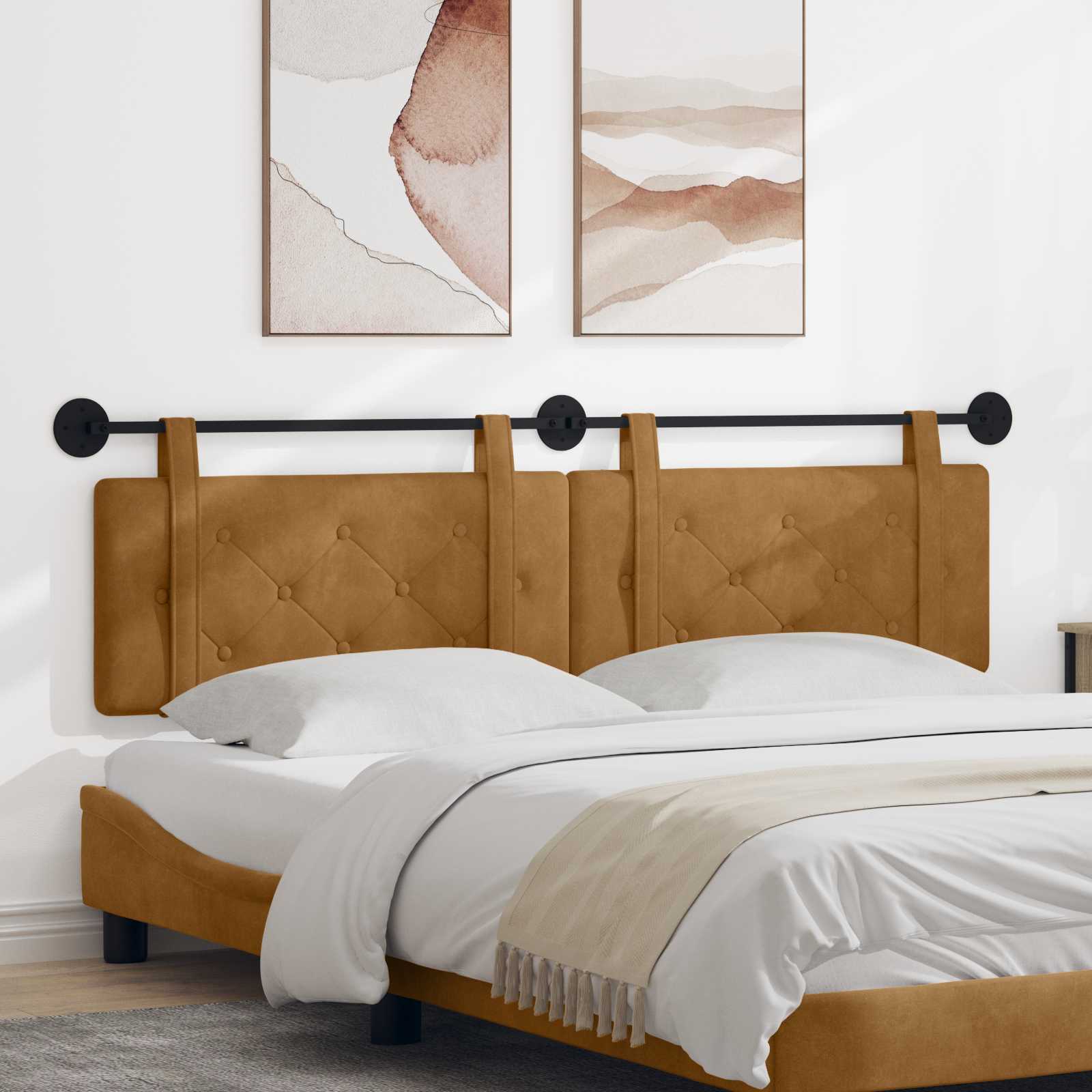 Tête de lit suspendue Marron Velours - XIOS