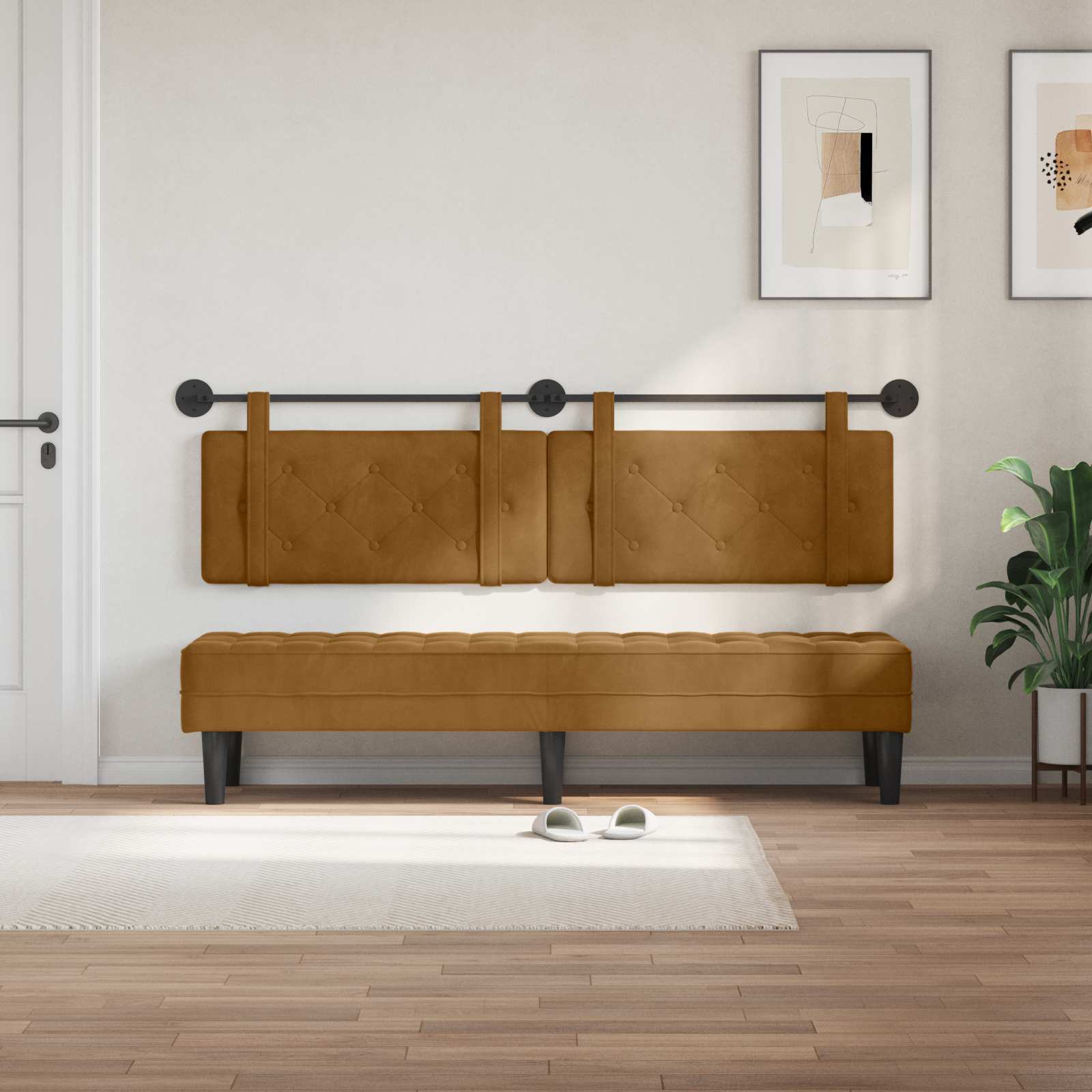 Tête de lit suspendue Marron Velours - XIOS