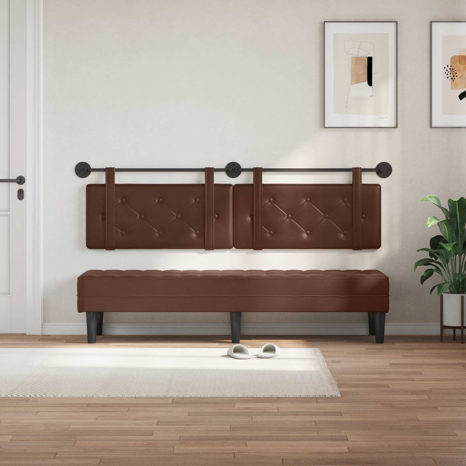 Tête de lit suspendue Marron Simili cuir - XIOS
