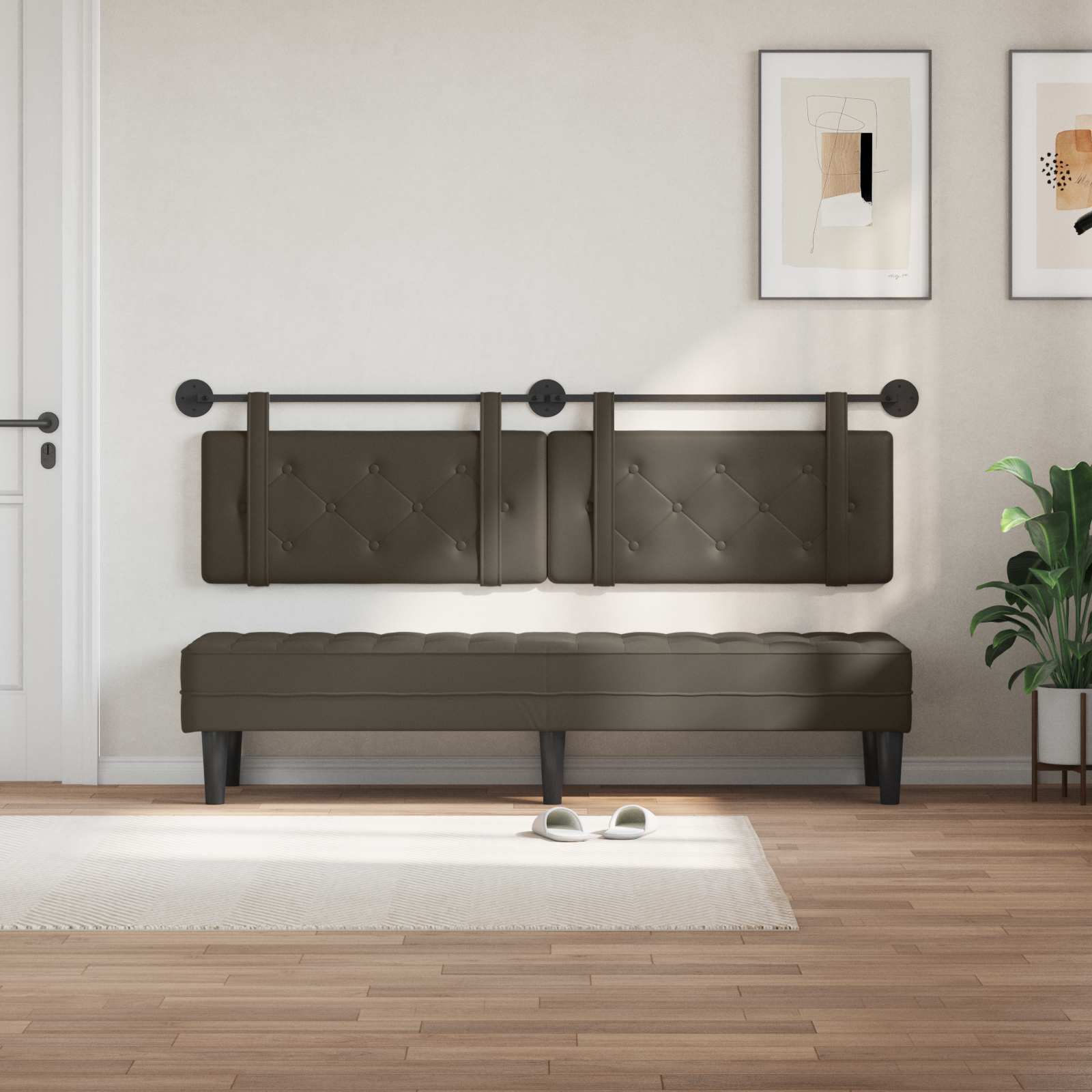 Tête de lit suspendue Gris 190 x 55 x 5 cm Simili cuir - XIOS