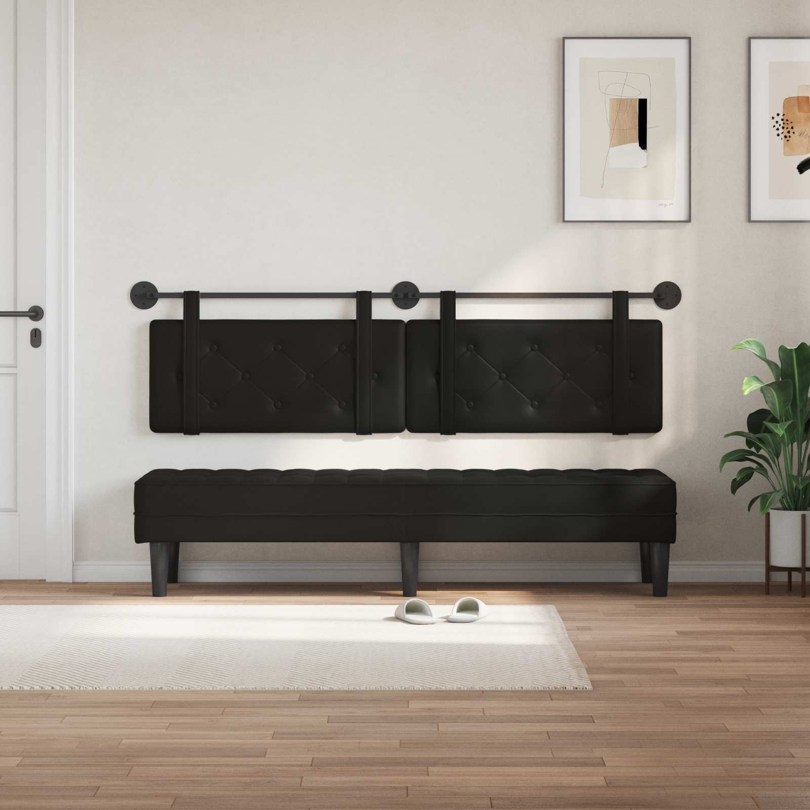 Tête de lit suspendue Noir Simili cuir - XIOS