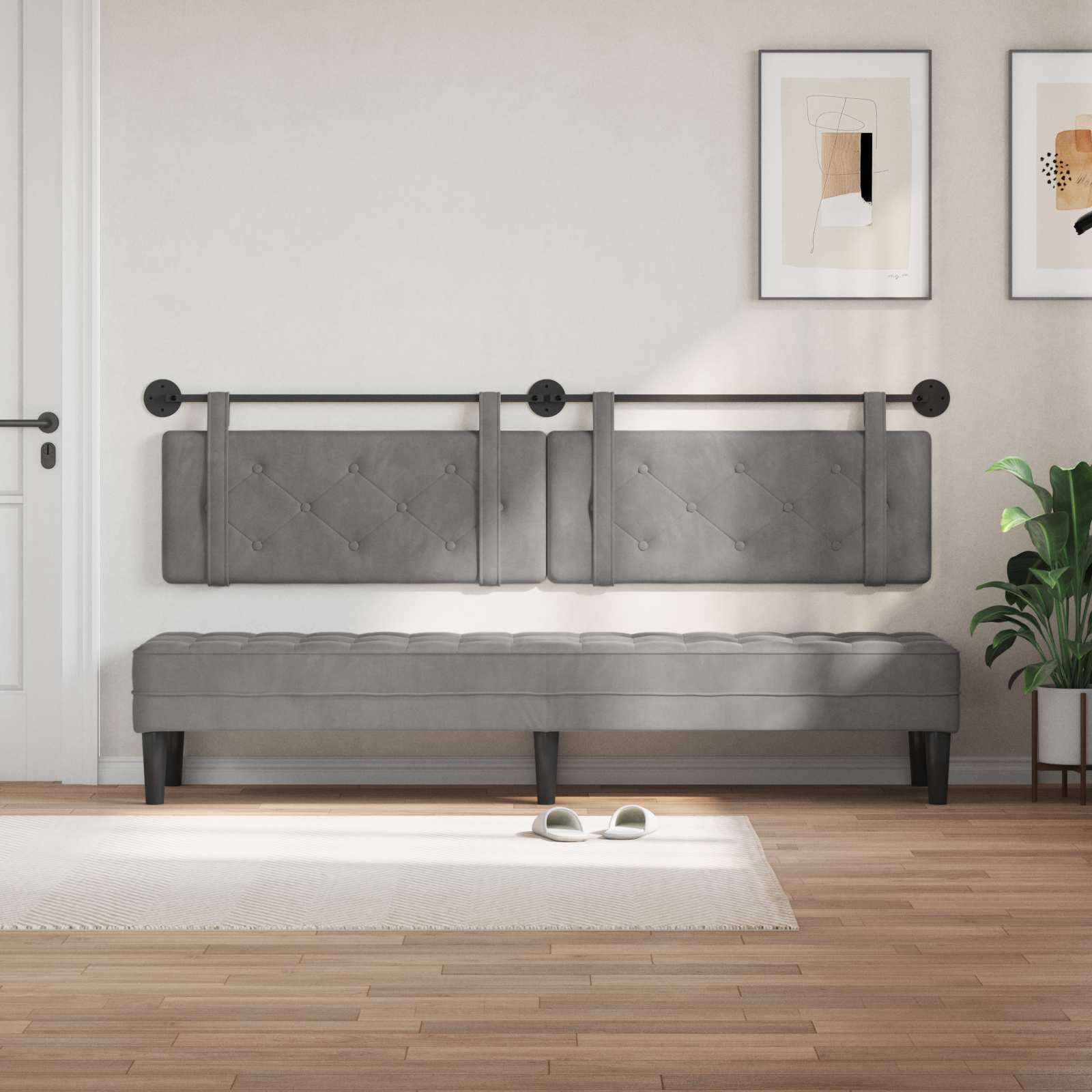 Tête de lit suspendue Gris clair 210 x 55 x 5 cm Velours - XIOS