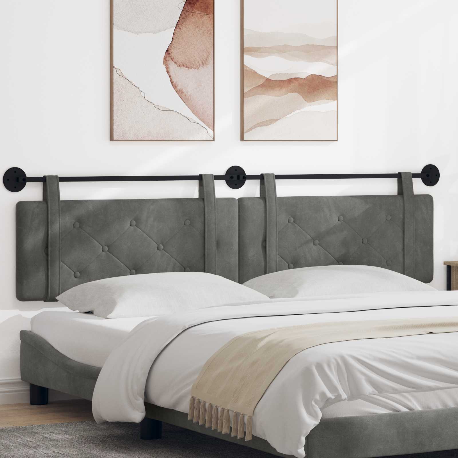 Tête de lit suspendue Gris foncé 210 x 55 x 5 cm Velours - XIOS