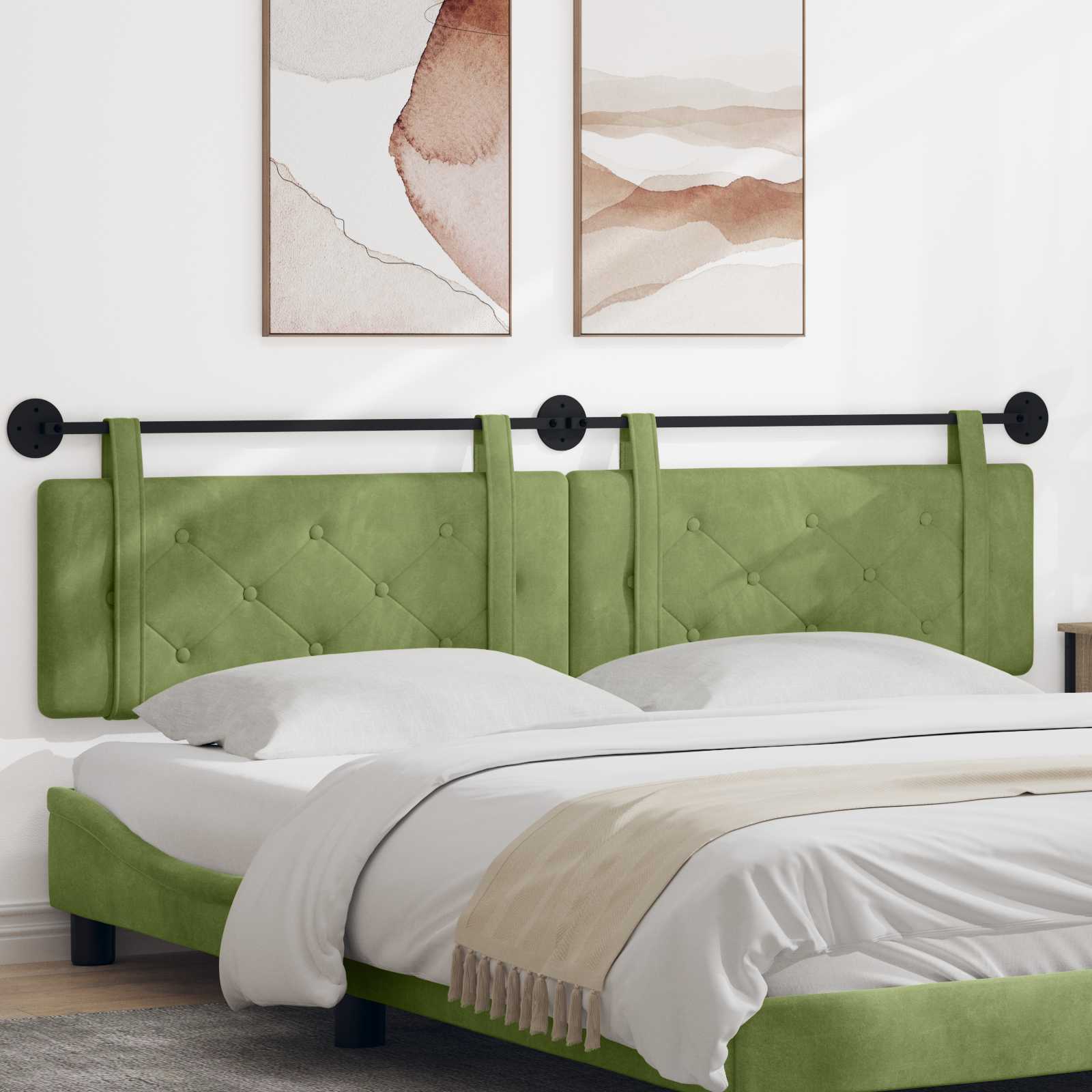 Tête de lit suspendue Vert clair 210 x 55 x 5 cm Velours - XIOS