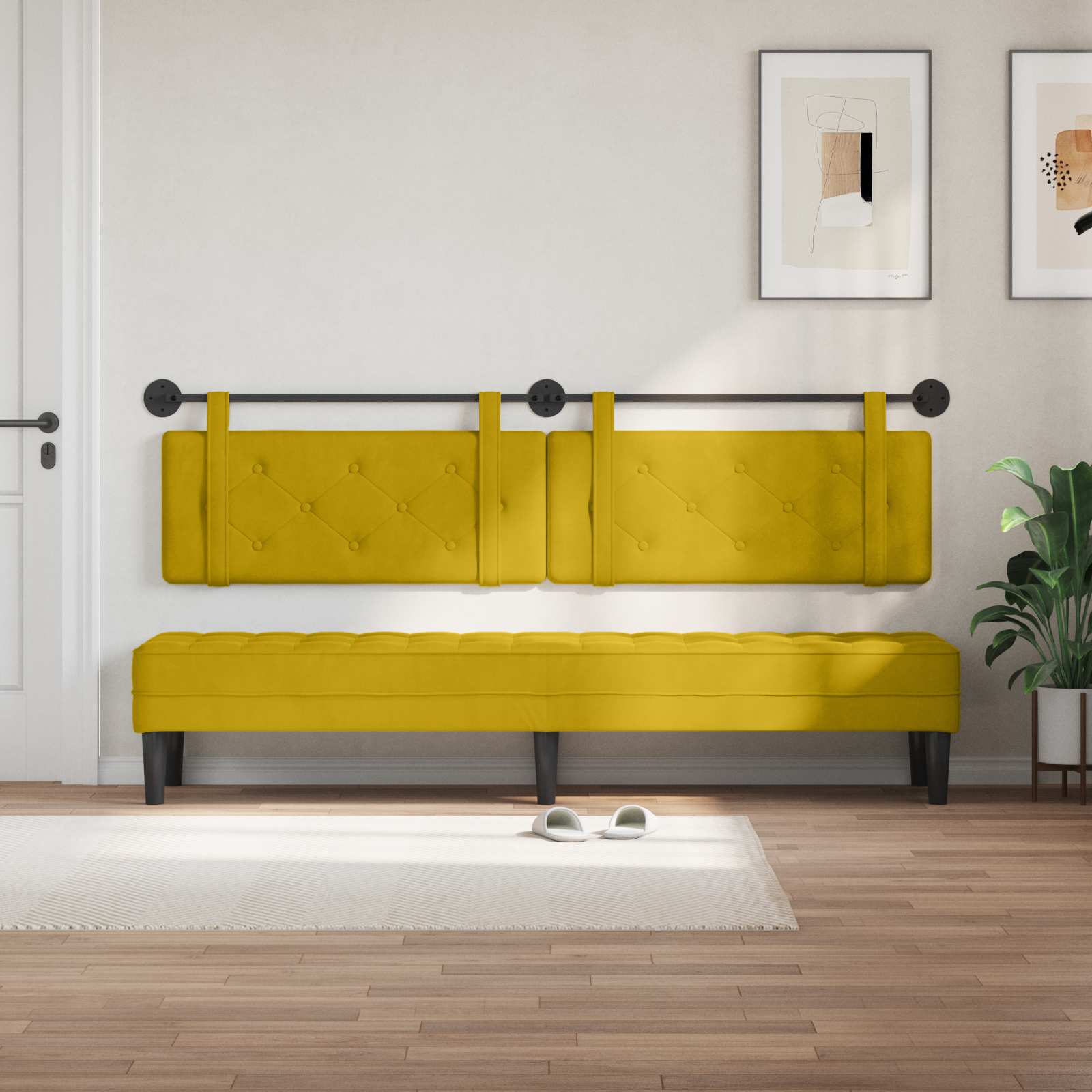 Tête de lit suspendue Jaune 210 x 55 x 5 cm Velours - XIOS