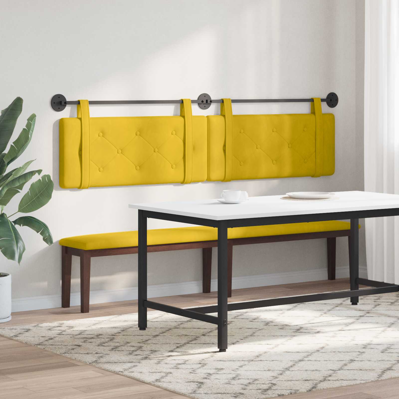 Tête de lit suspendue Jaune 210 x 55 x 5 cm Velours - XIOS