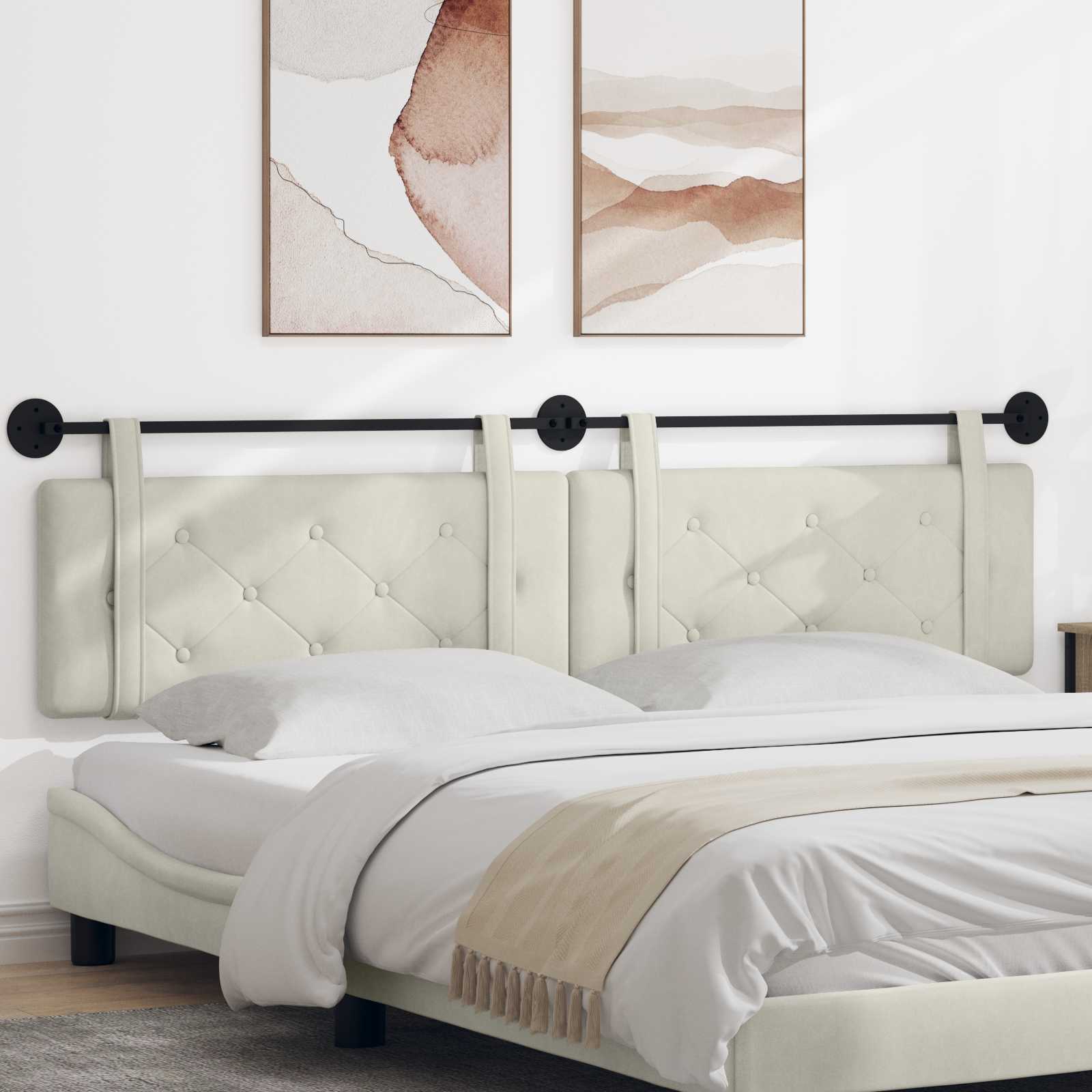 Tête de lit suspendue Crème 210 x 55 x 5 cm Velours - XIOS