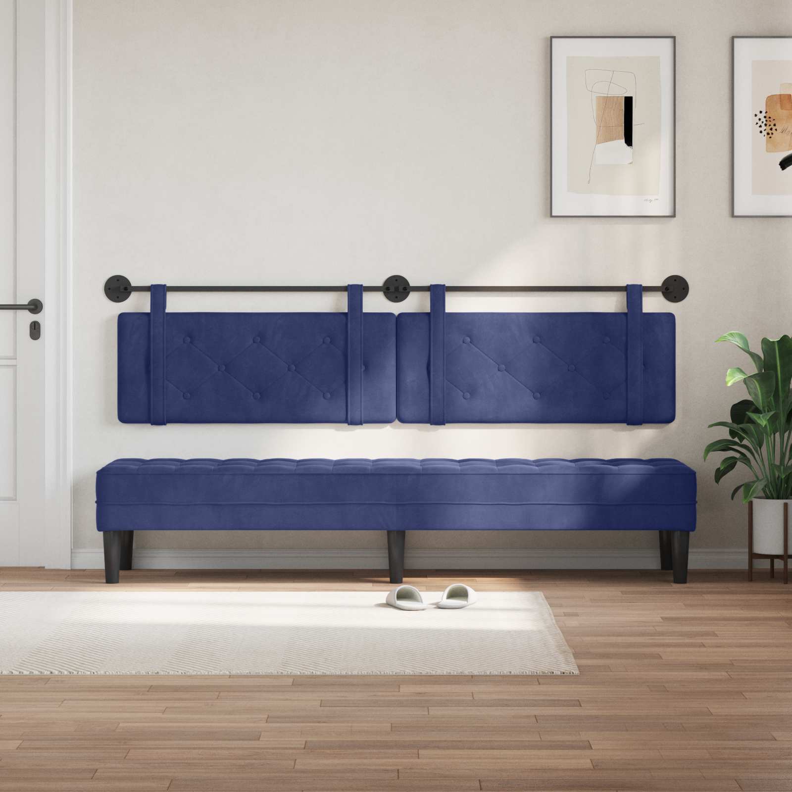 Tête de lit suspendue Bleu police 210 x 55 x 5 cm Velours - XIOS