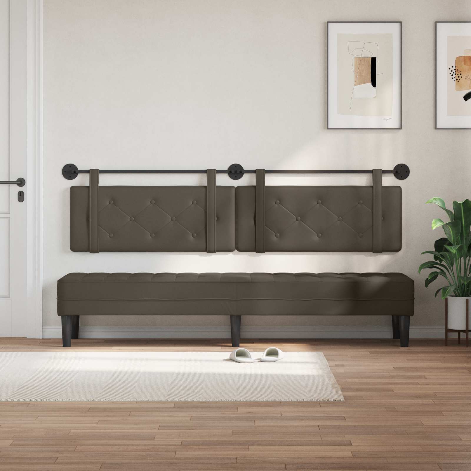 Tête de lit suspendue Gris 210 x 55 x 5 cm Simili cuir - XIOS
