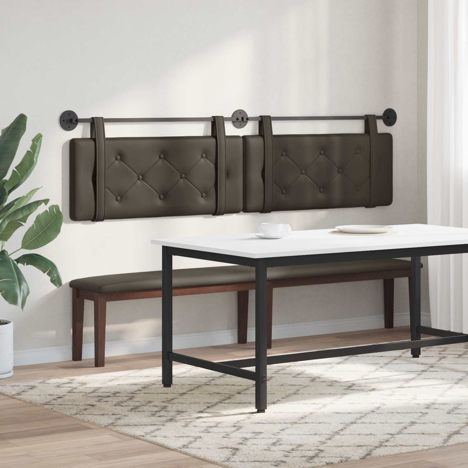 Tête de lit suspendue Gris 210 x 55 x 5 cm Simili cuir - XIOS
