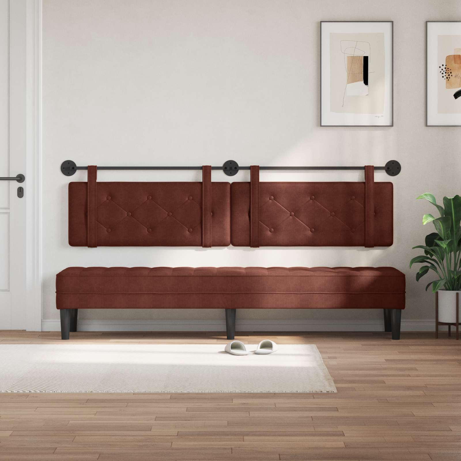 Tête de lit suspendue Brun Brillant PU antique - XIOS