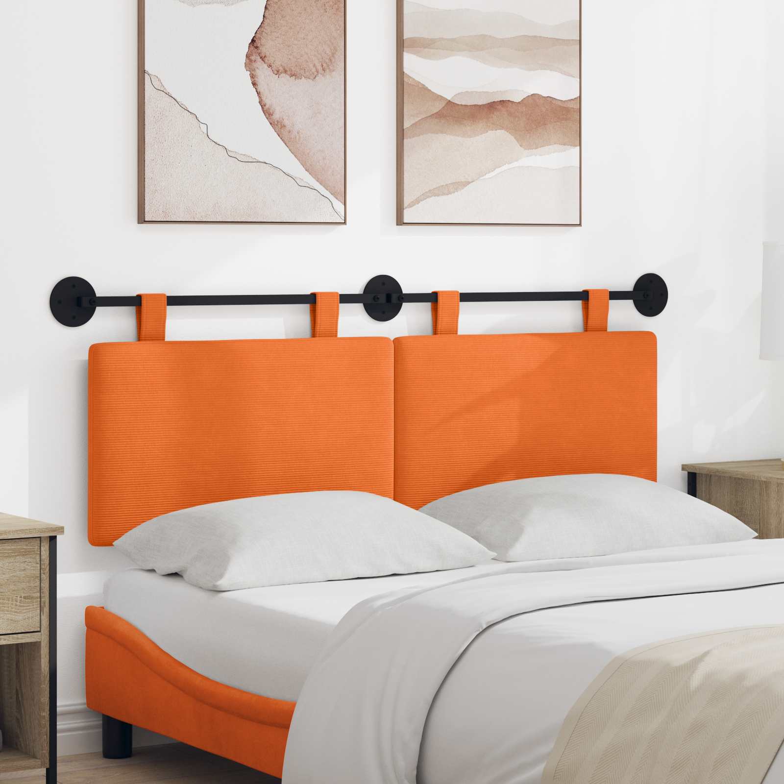 Tête de lit suspendue Orange Tissu en velours côtelé - XIOS