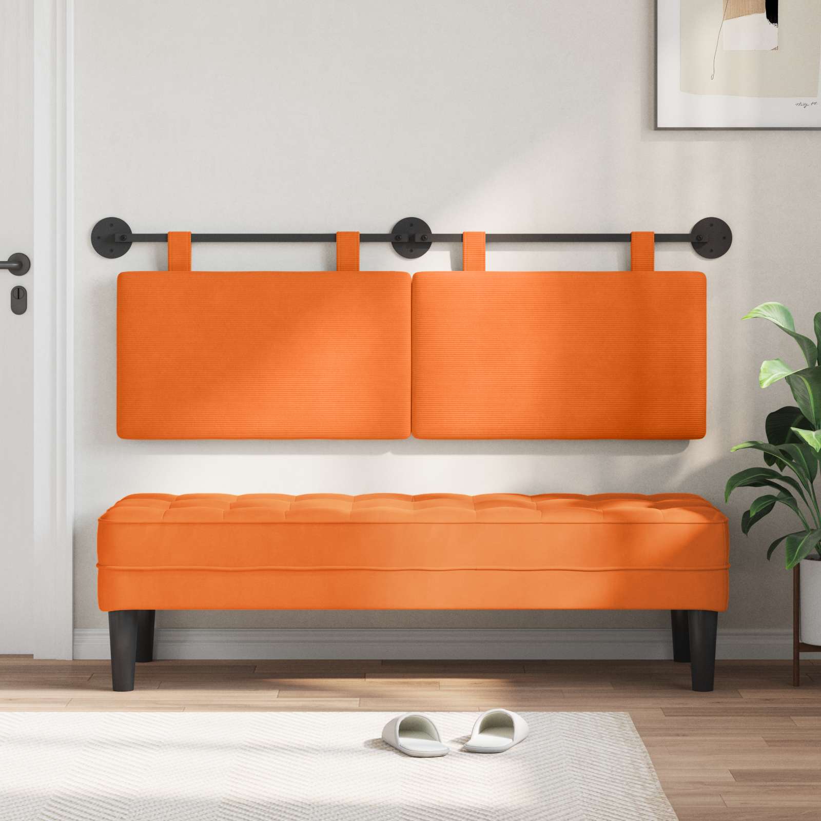 Tête de lit suspendue Orange Tissu en velours côtelé - XIOS